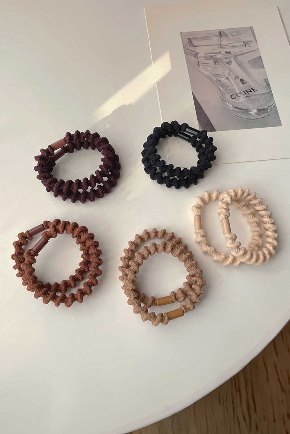 Coffee 5pcs Spiral High Elastic Hair Tie - loveforevers