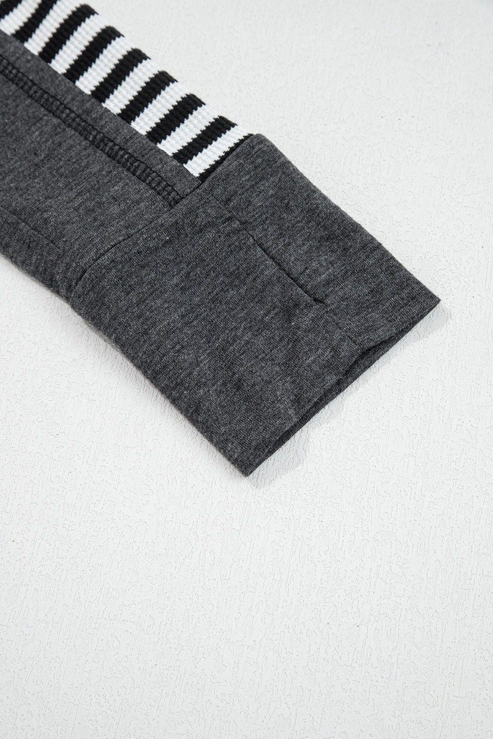 Dearlovers Green Stripe Thermal Knit Drop Shoulder Casual Top - loveforevers