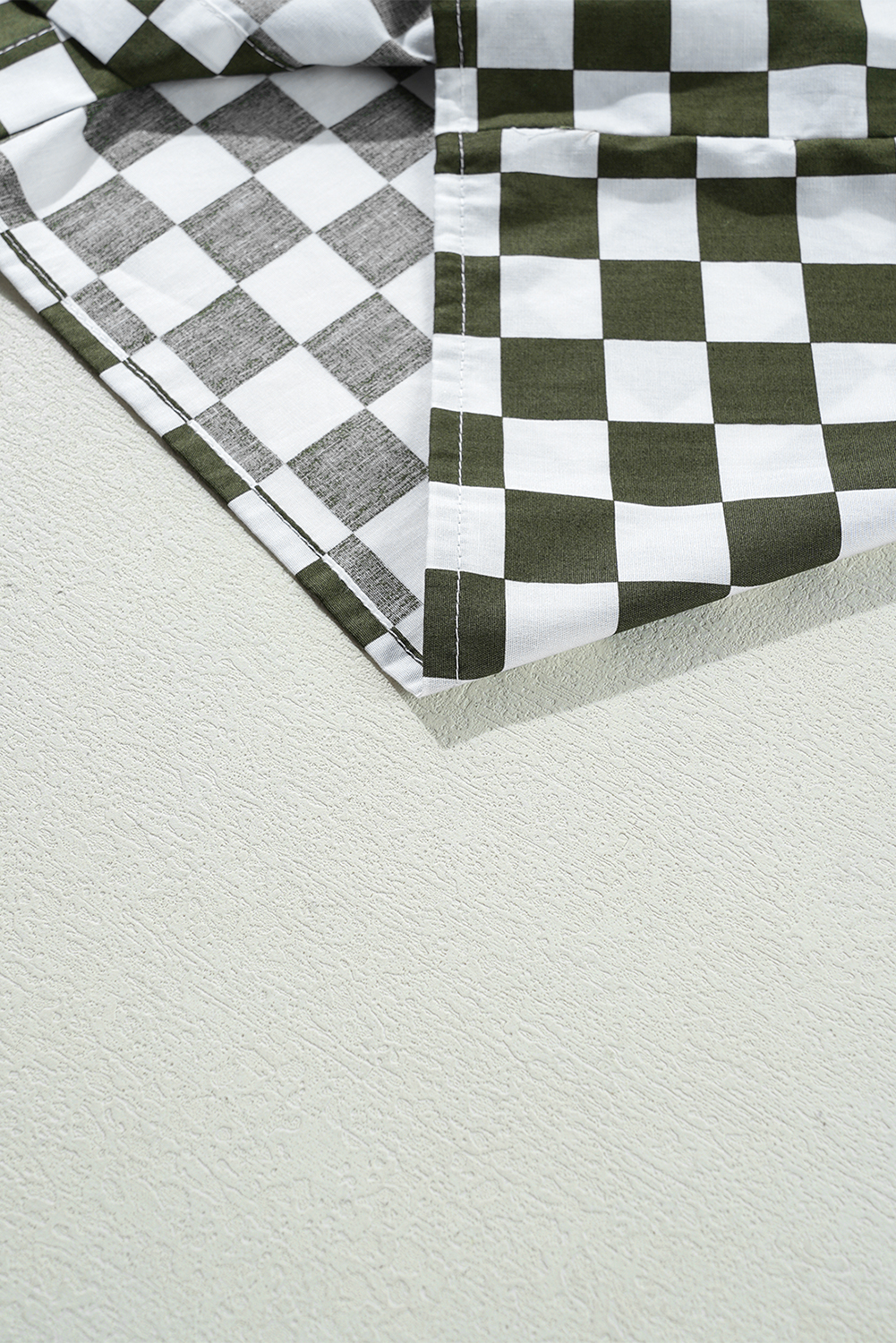 Green Checkerboard Printed Drop Shoulder Loose Casual Shirt - loveforevers