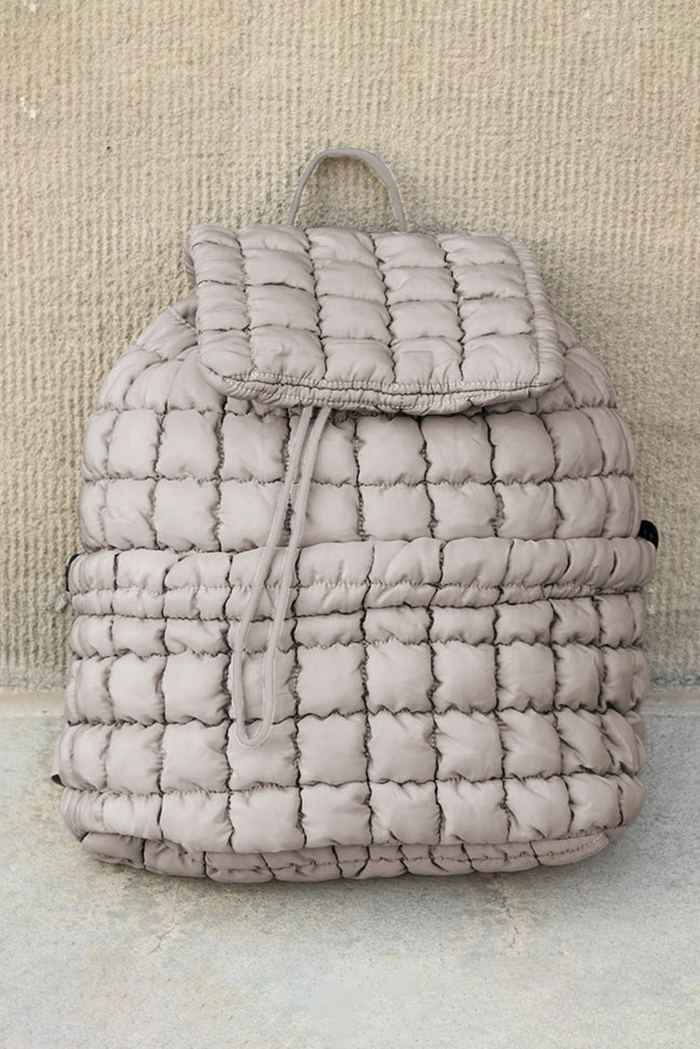 Black Solid Flapped Quilted Puffer Backpack - loveforevers