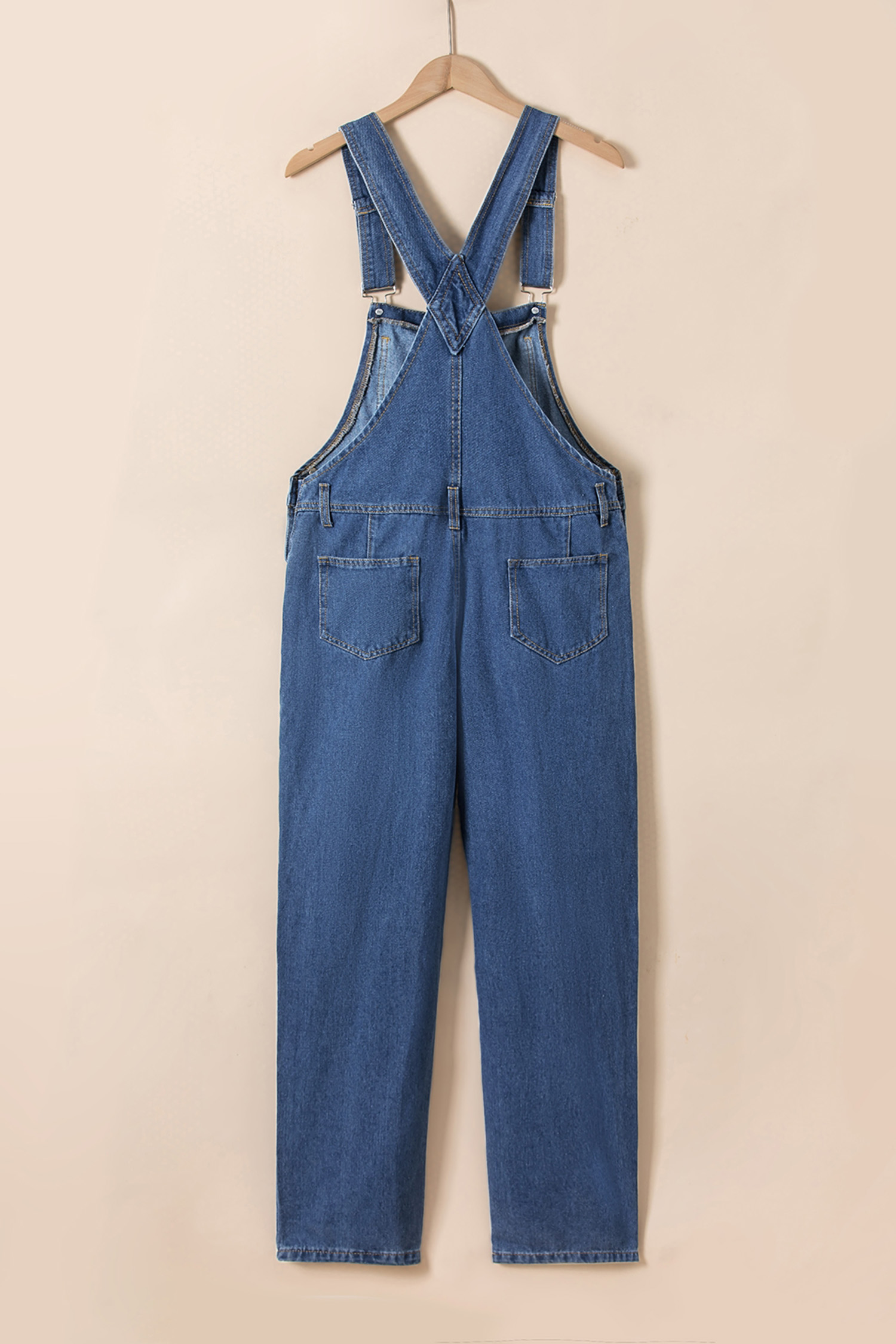 Light Blue Retro Bib Pocket Buckle Straps Casual Denim Jumpsuit - loveforevers