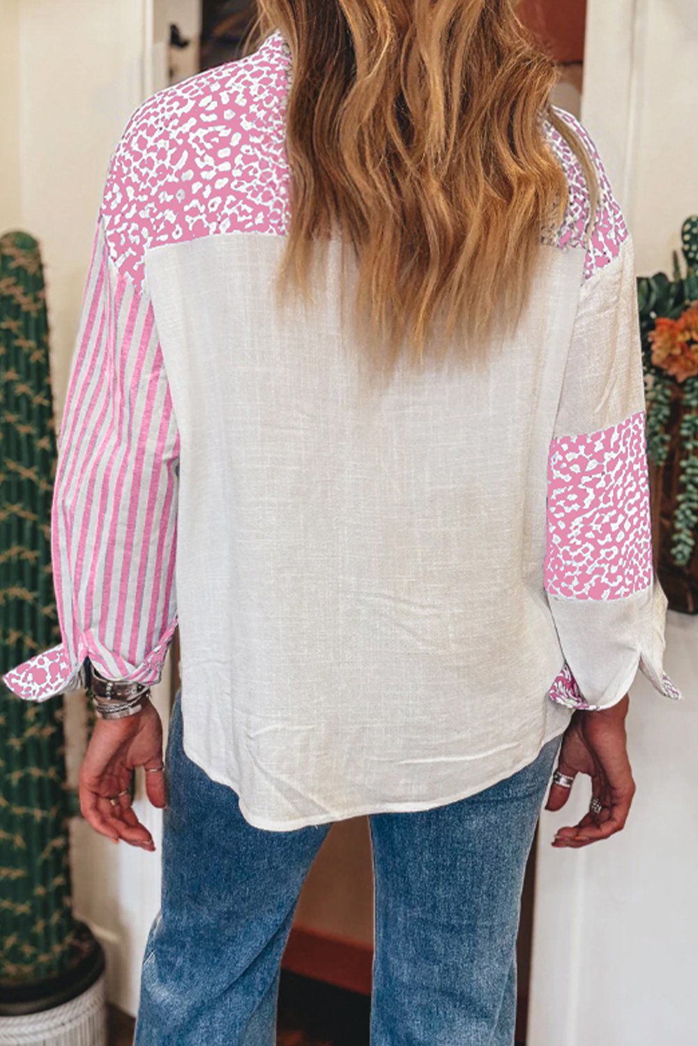 Sky Blue Leopard Striped Western Casual Shirt - loveforevers