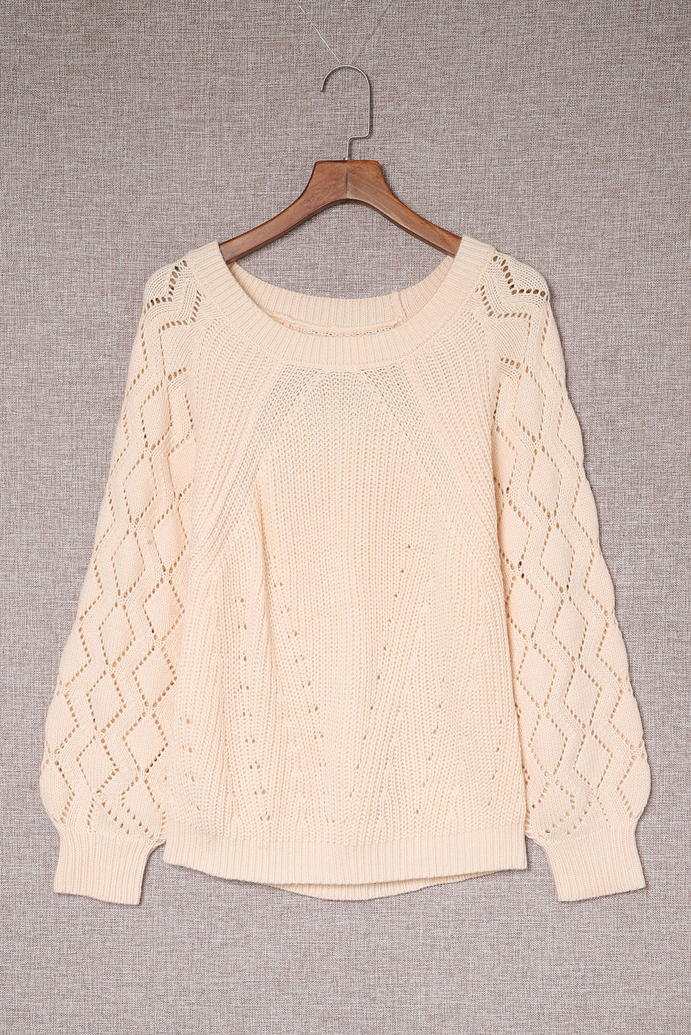 Black Hollow-out Puffy Sleeve Knit Sweater - loveforevers