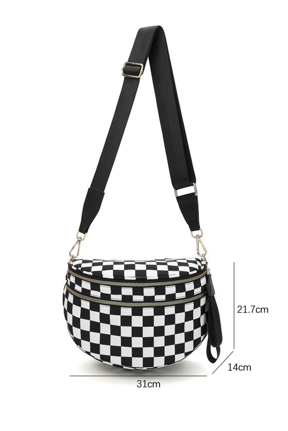 Jungle Green Double Zip Crescent Shape Adjustable Sling Bag - loveforevers