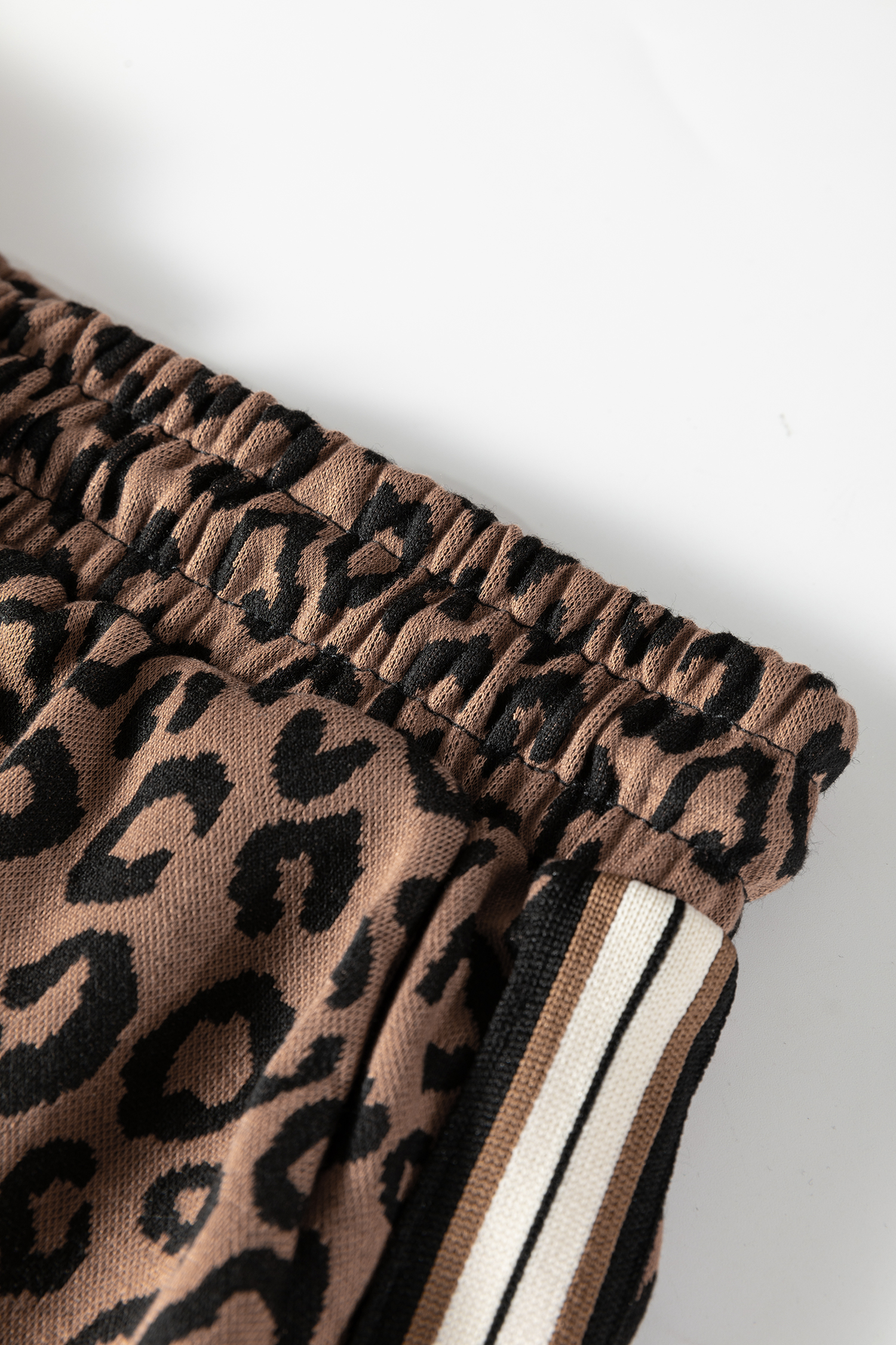 Khaki Leopard Print Quarter Zip Long Sleeve Top Mini Skirt Set - loveforevers