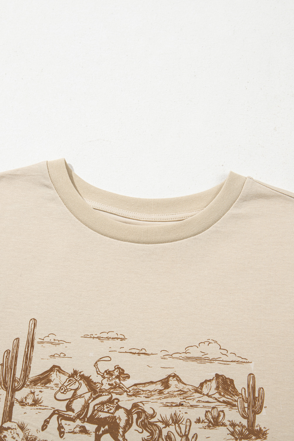 Beige LIVE YOUR BEST LIFE Crew Neck Western Graphic Tee - loveforevers