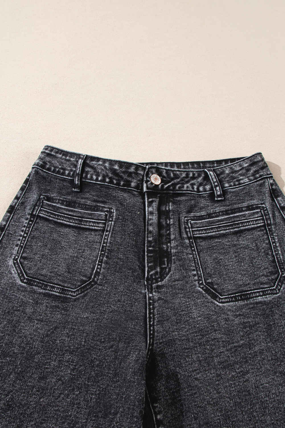 Light Blue Chic Patch Pocket Straight Leg Loose Jeans - loveforevers