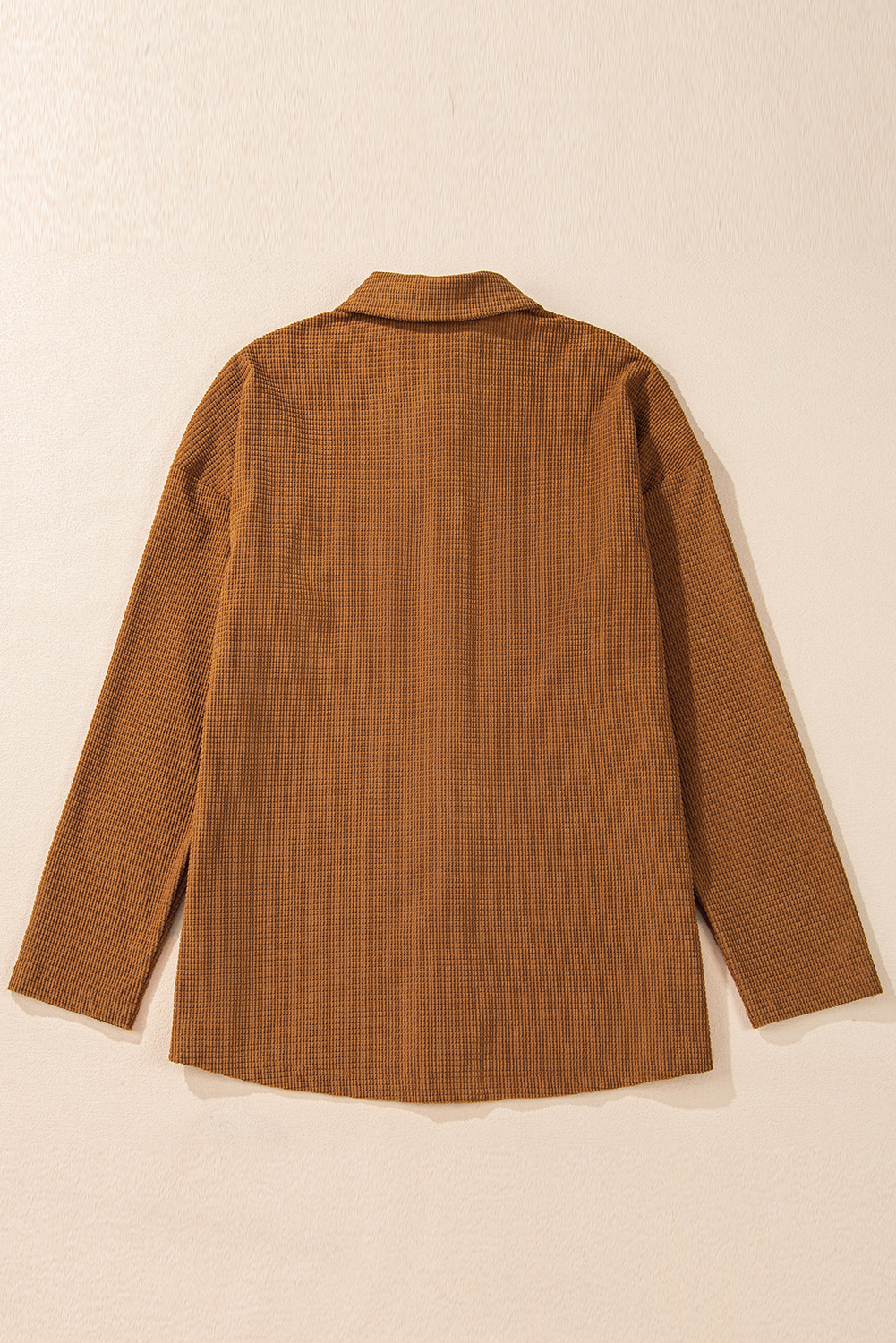 Brown Textured Flap Pocket Drop Shoulder Shacket - loveforevers