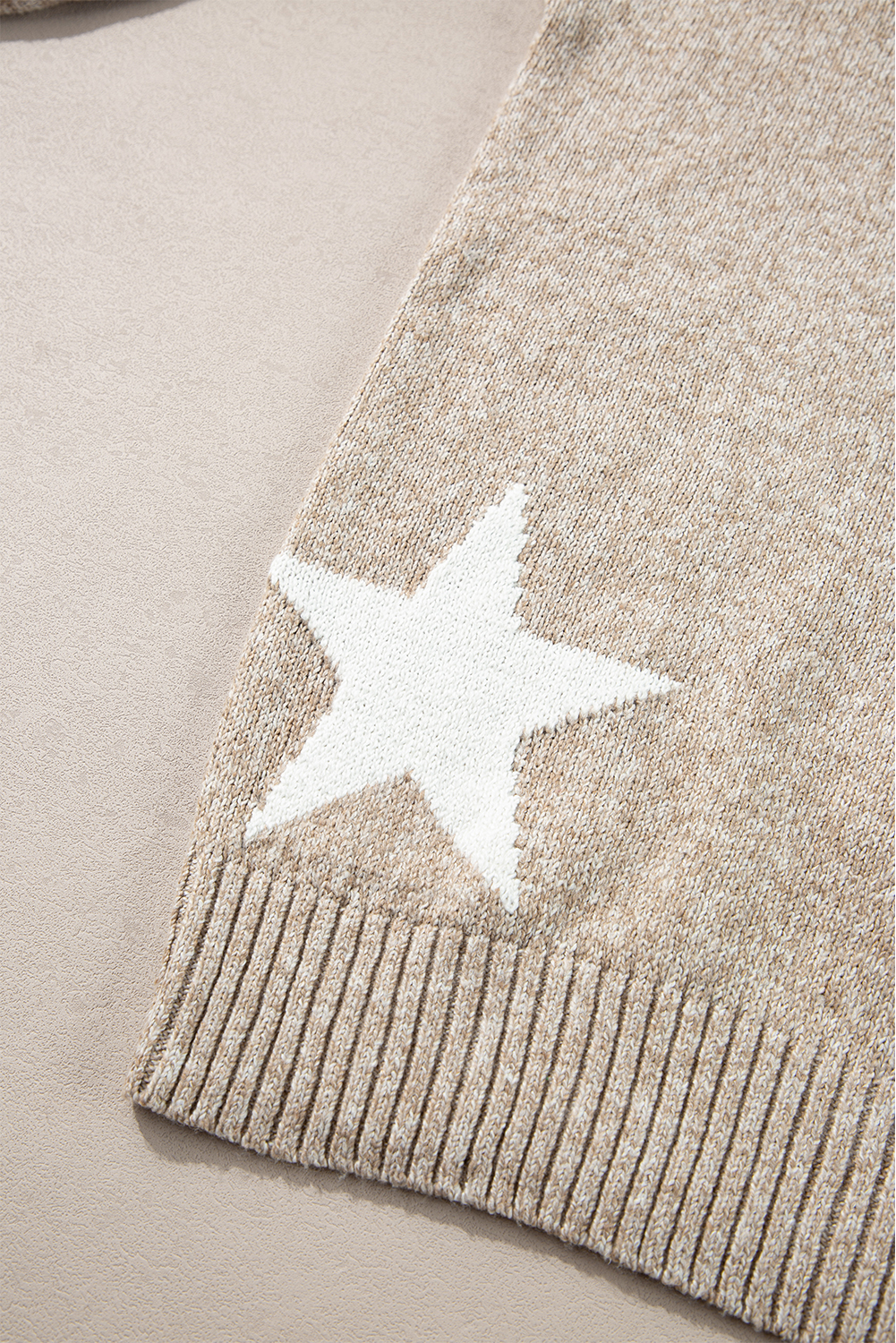 Khaki Star Pattern Drop Shoulder Sweater - loveforevers