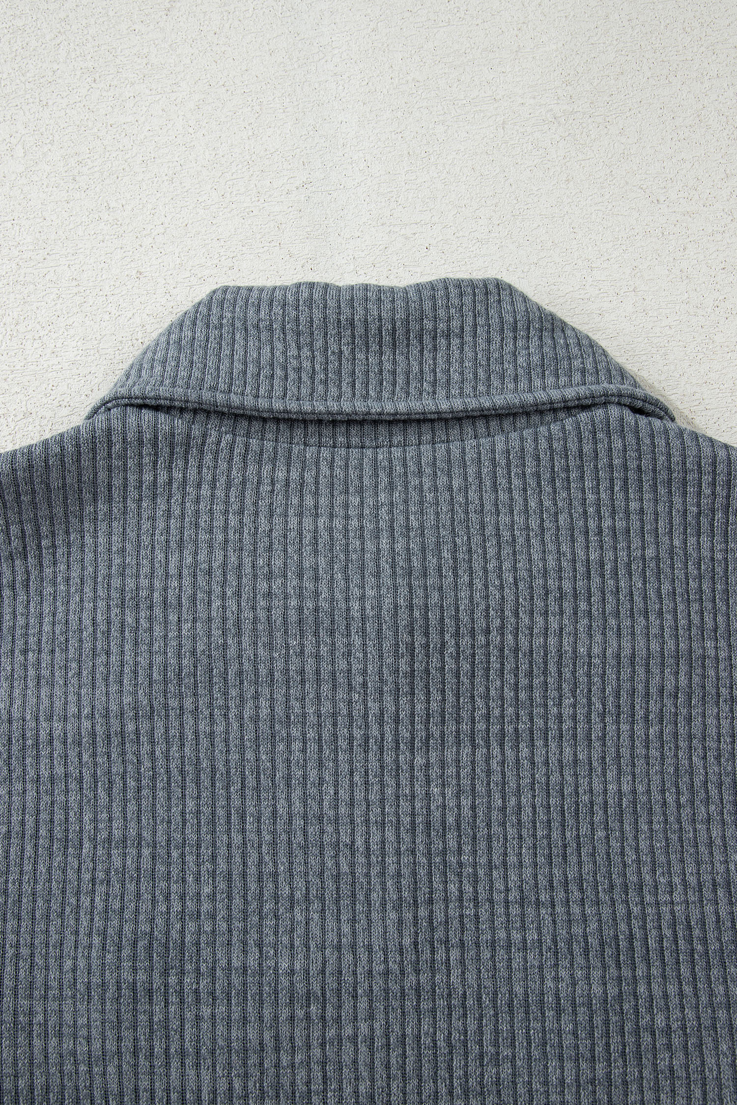 Medium Grey Ribbed Knit Buttons Front Flap Pocket Casual Shacket - loveforevers