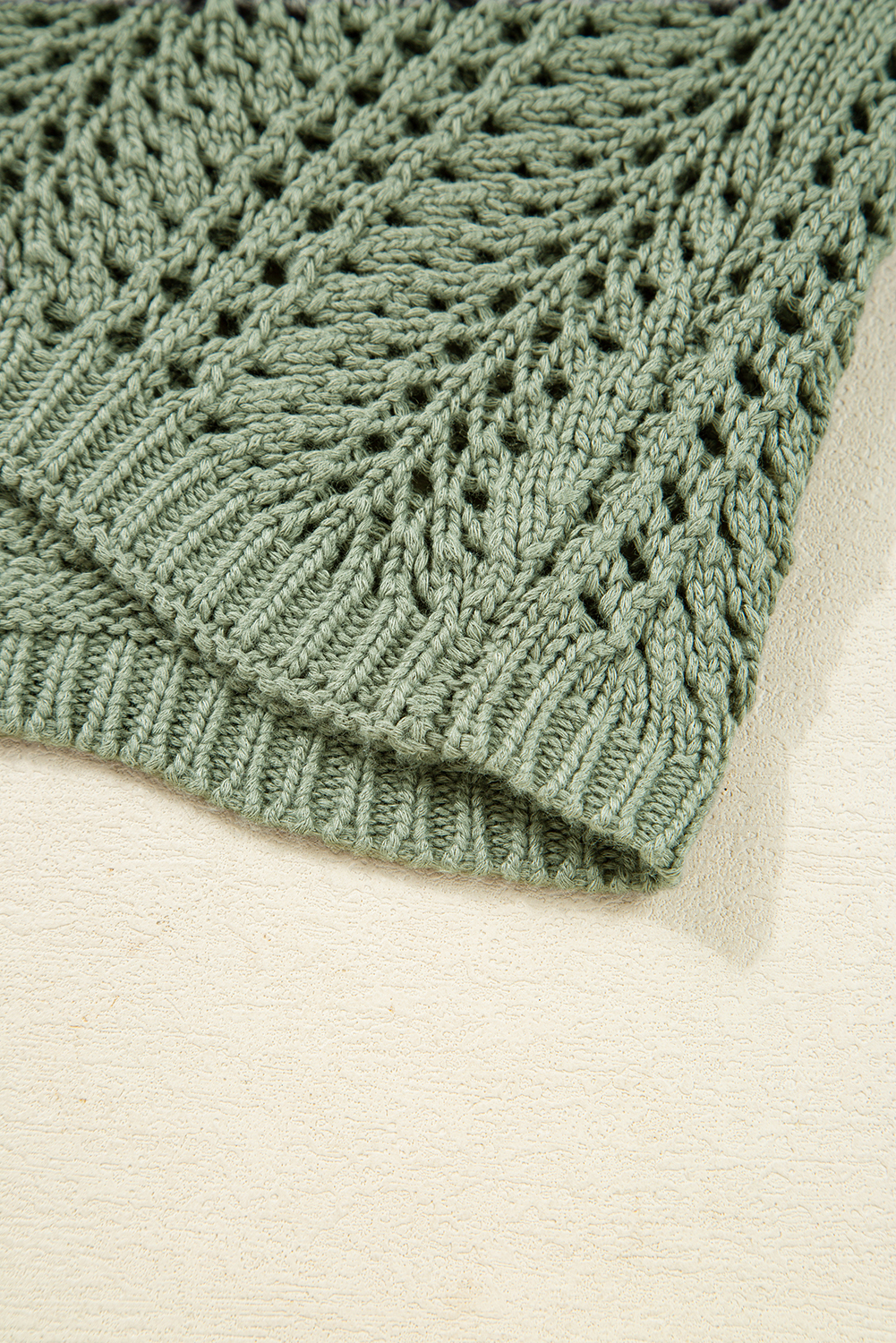 Green Bay Scalloped Edge Eyelet Knit Batwing Sleeve Cardigan - loveforevers