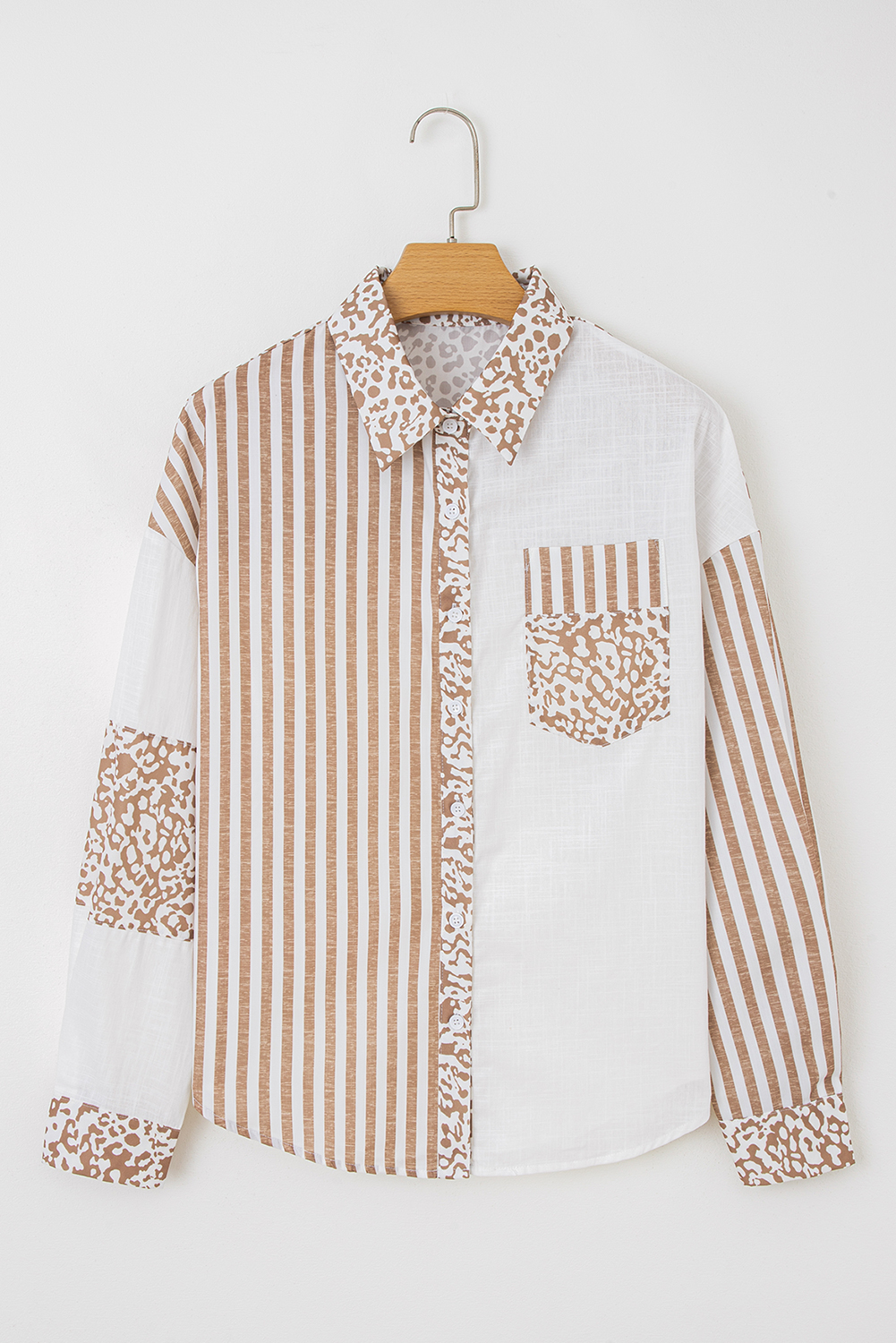 Sky Blue Leopard Striped Western Casual Shirt - loveforevers