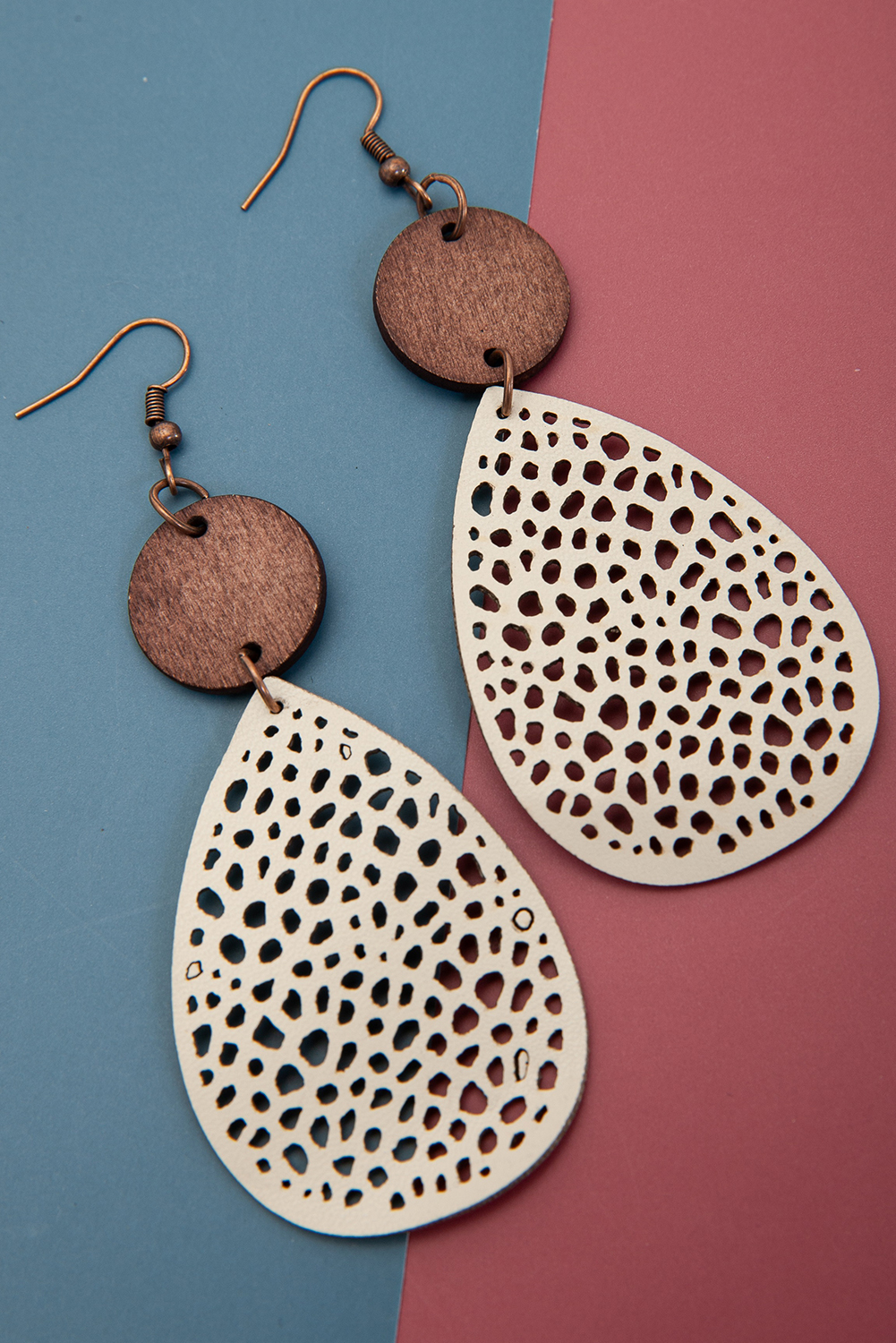 Apricot Colorblock Cut-Out Water Drop Hook Earrings - loveforevers