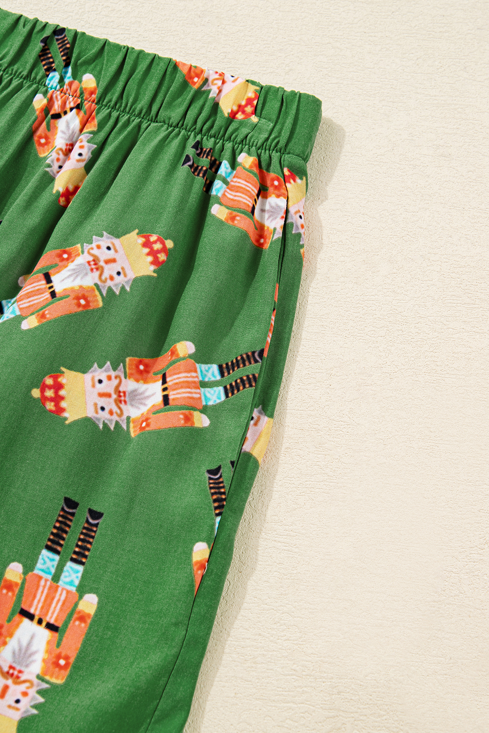 Green Christmas Candy Contrast Trim Bow Knot Silky 2pcs Pajama Set - loveforevers