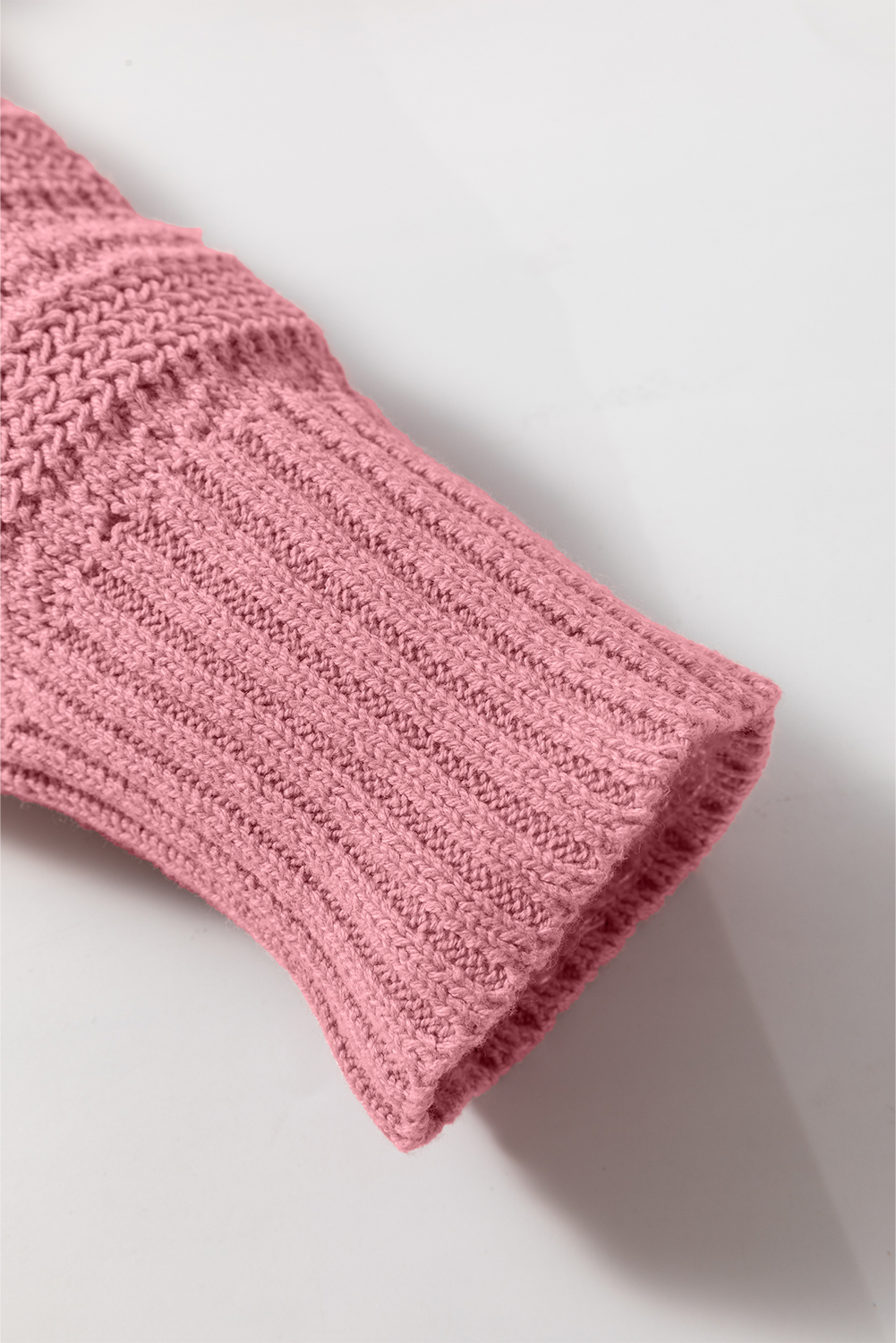 Peach Blossom Pointelle Knit Raglan Sleeve Hooded Sweater - loveforevers