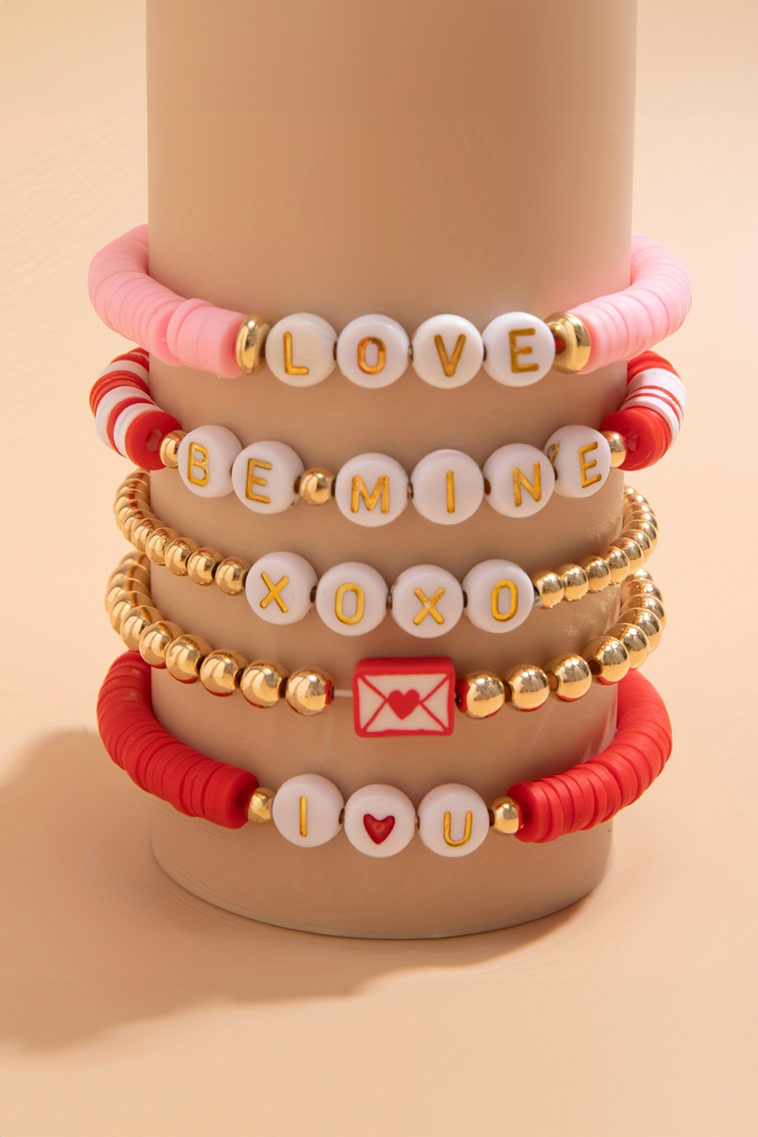Gold Valentines Love Slogan Multilayer 5pcs Bracelet Set - loveforevers