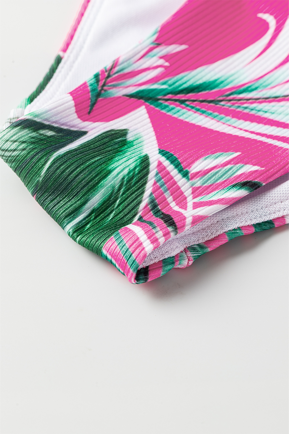 Rose Tropical Print Textured Bikini Bottoms - loveforevers