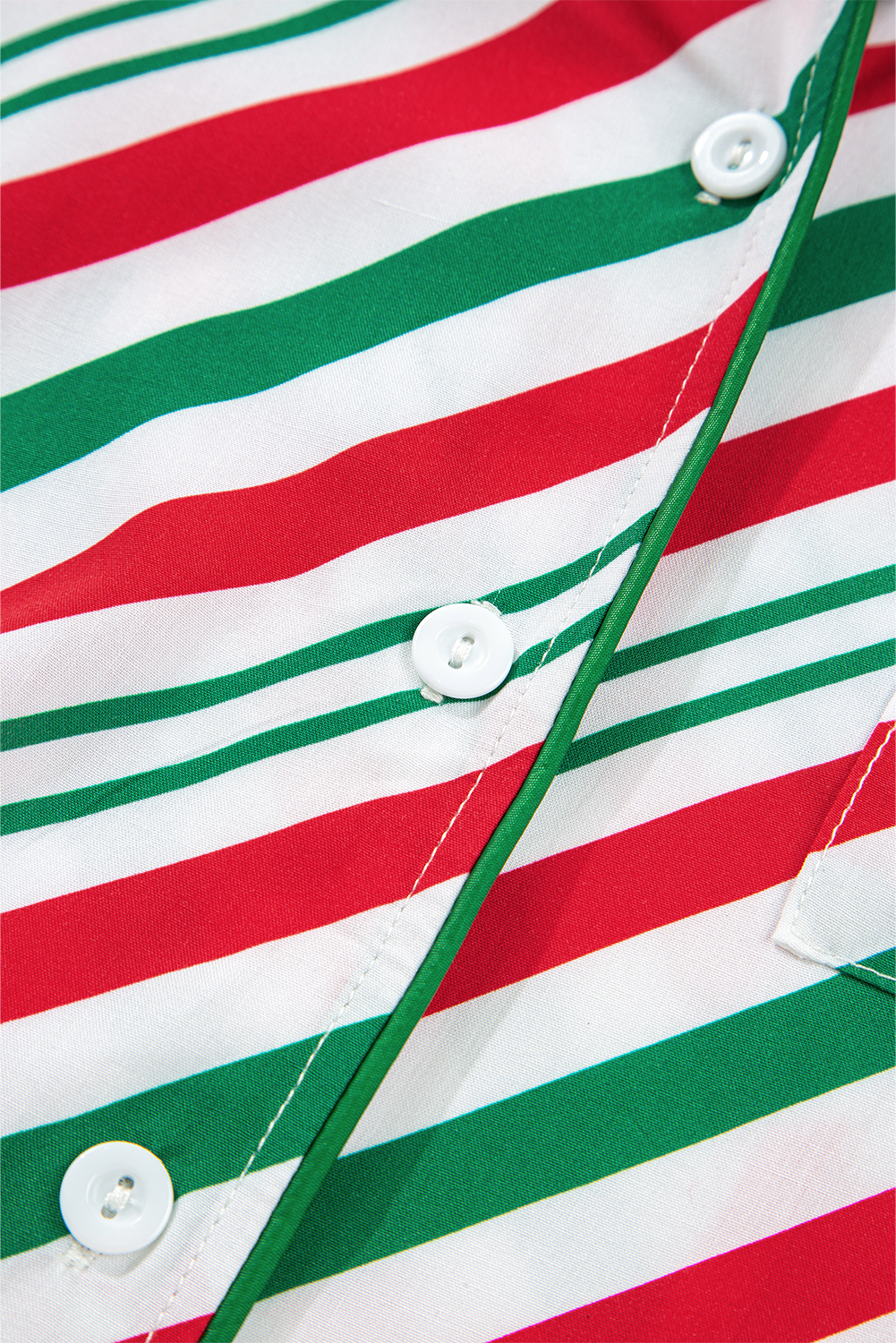 Green Stripe Contrast Velvet Ribbon Knot Christmas 2pcs Pajama Set - loveforevers