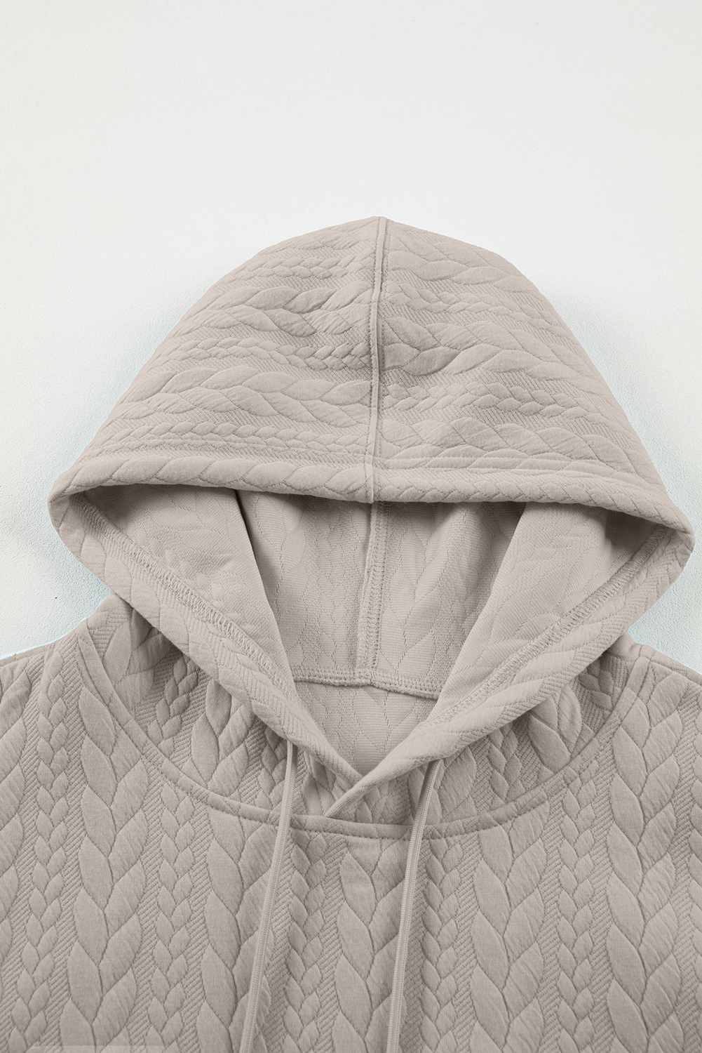 Smoke Gray Cable Textured Baggy Solid Hoodie - loveforevers