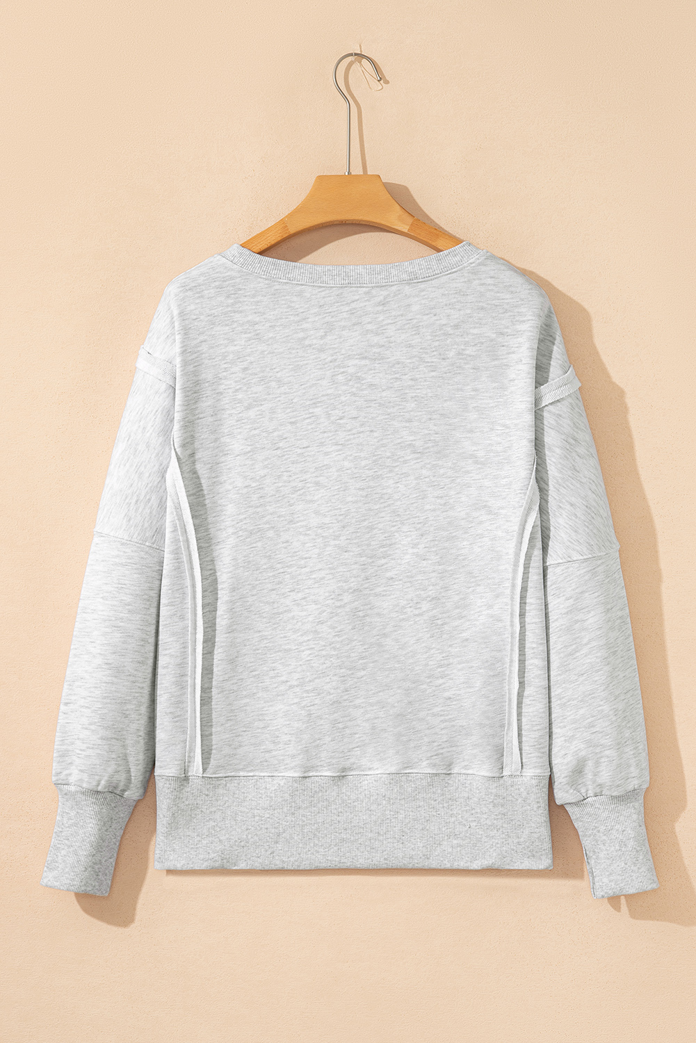 Light Grey Faded Varsity Print Loose Pullover Top - loveforevers