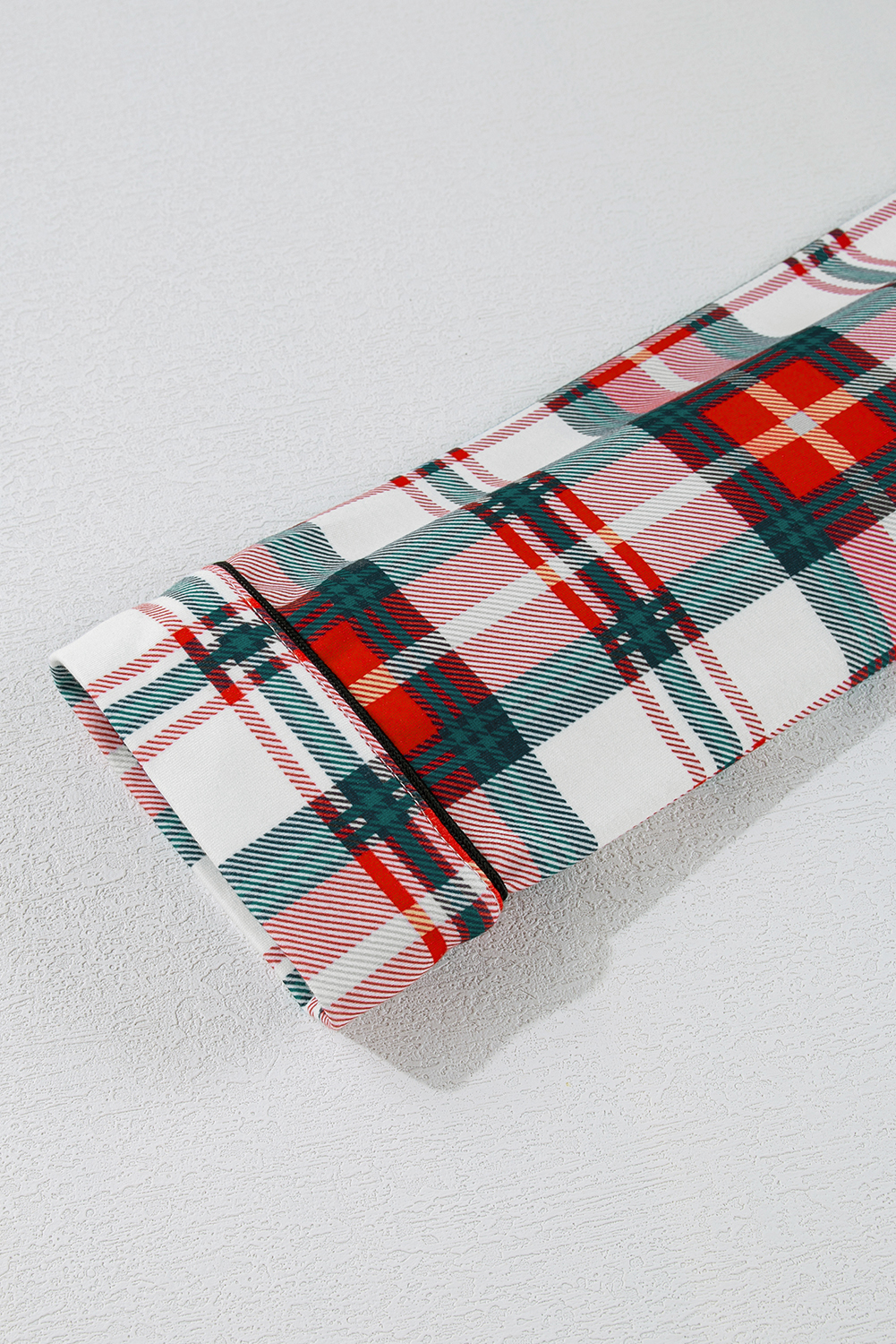 Red Christmas Plaid Print Two Piece Long Sleeve Pajamas Set - loveforevers
