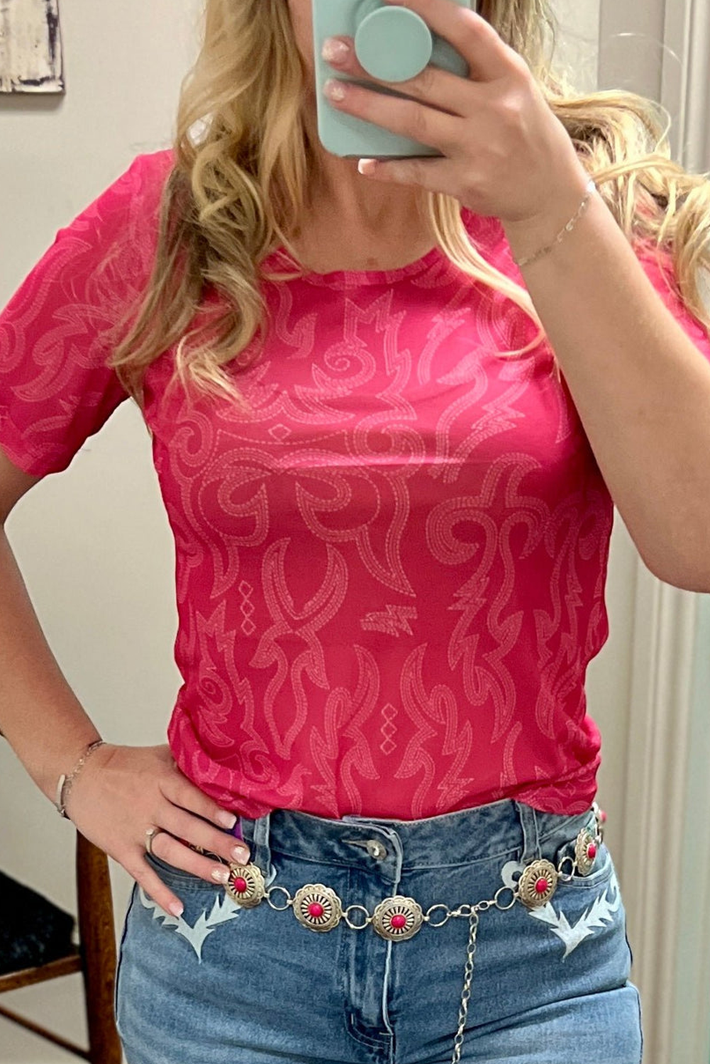 Red Western Girls Mesh T Shirt - loveforevers