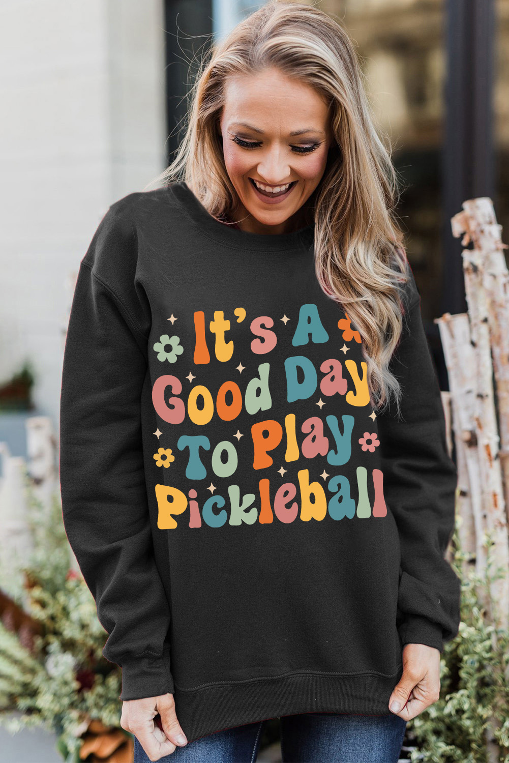 Black Its A Good Day To Play Pickleball Cute Graphic Sweatshirt - loveforevers