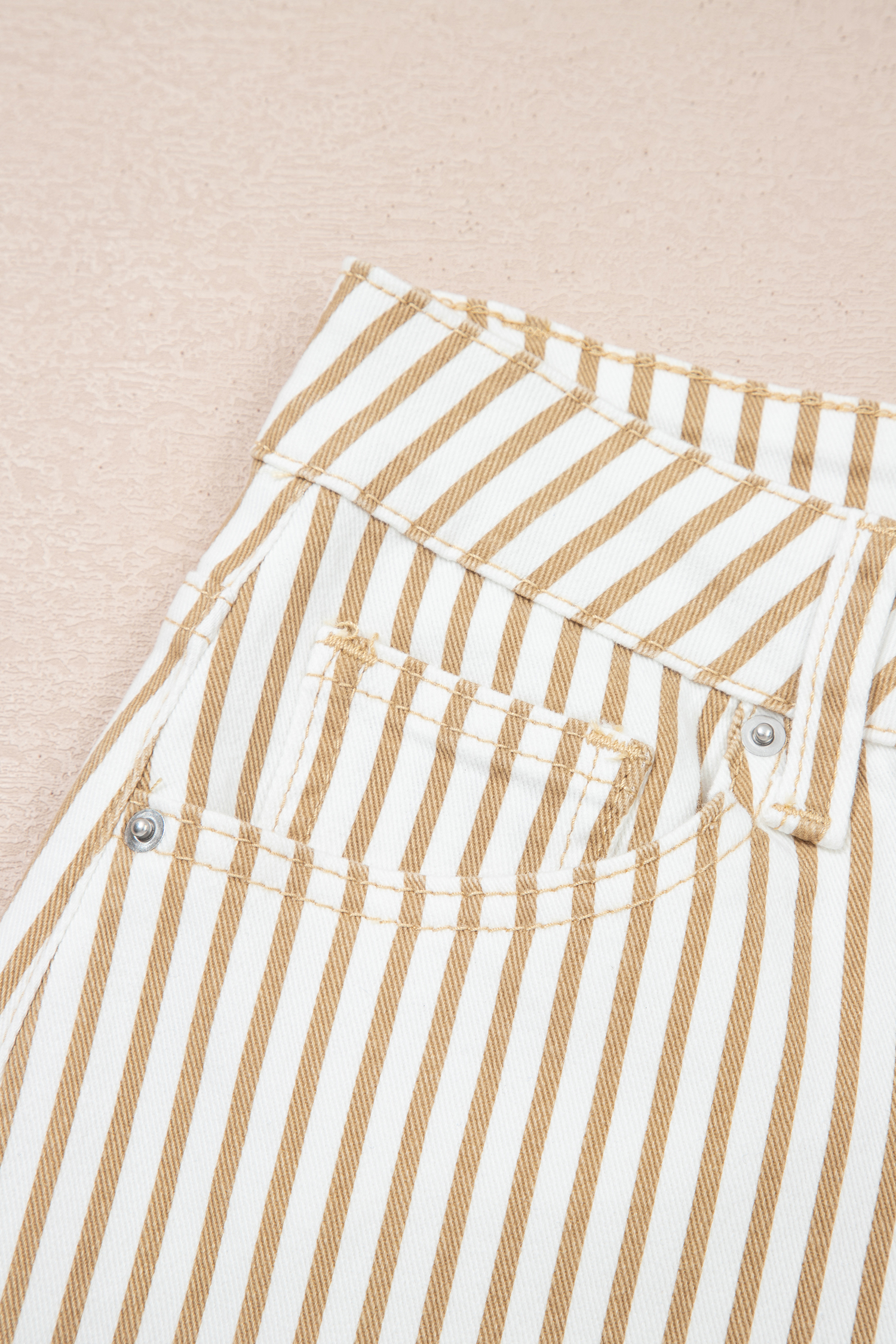 Khaki Stripe Casual Barrel Jeans - loveforevers