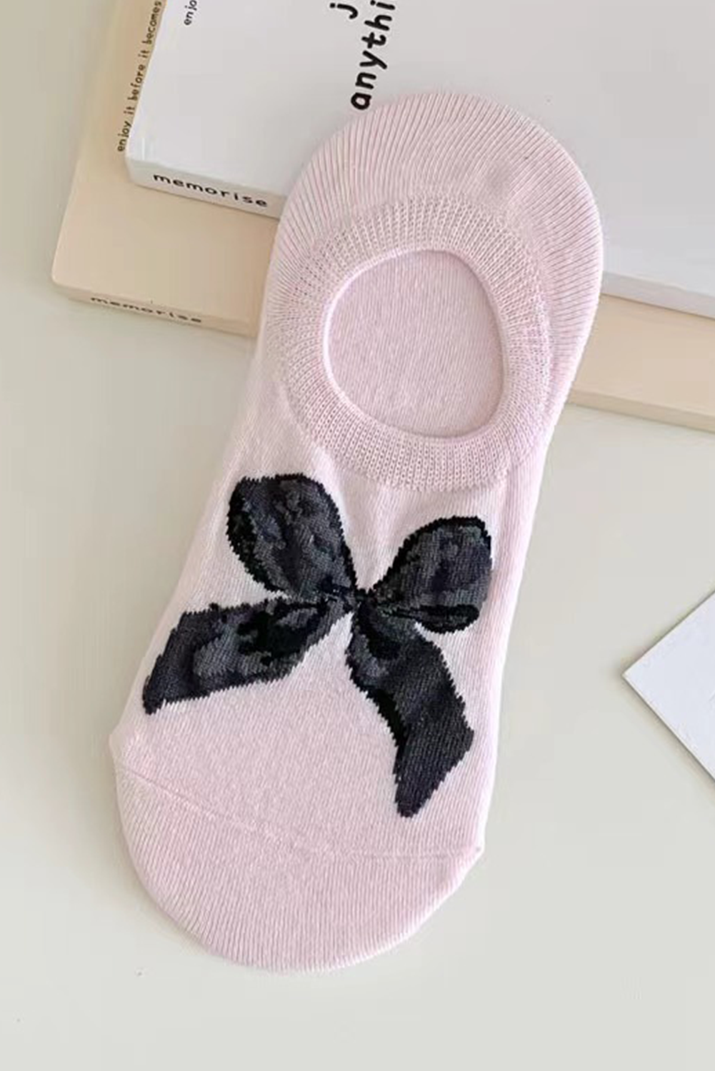 Gray Bow Knot Soft No Show Socks - loveforevers