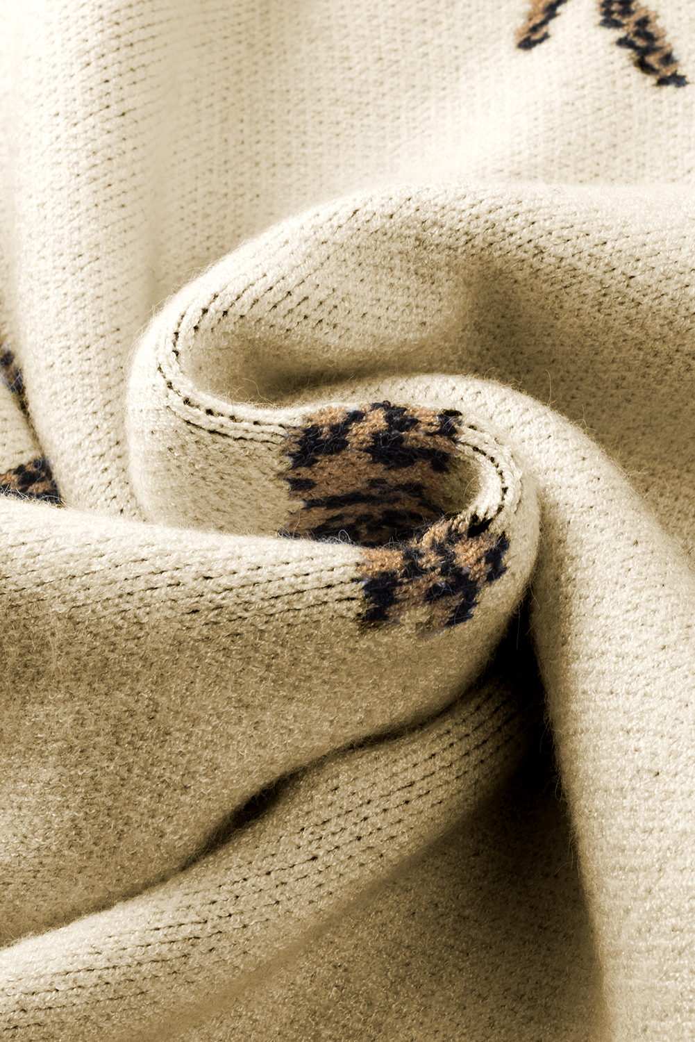 Parchment Lively Cheetah Print High Neck Split Hem Sweater - loveforevers