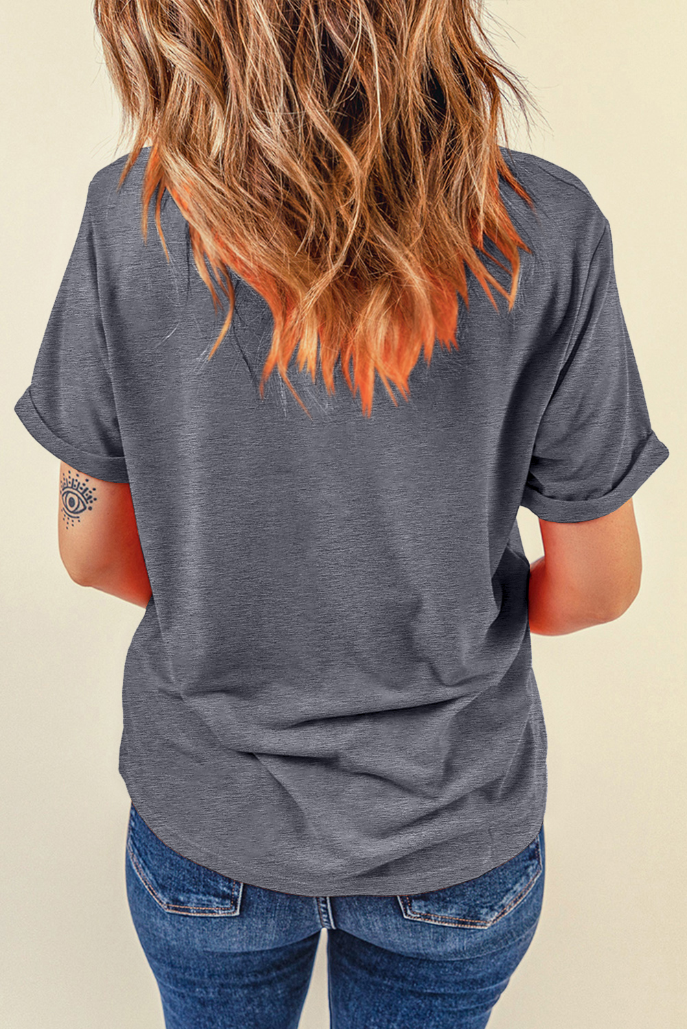 Gray Happy EASTER Lettering Graphic Crewneck Tee - loveforevers