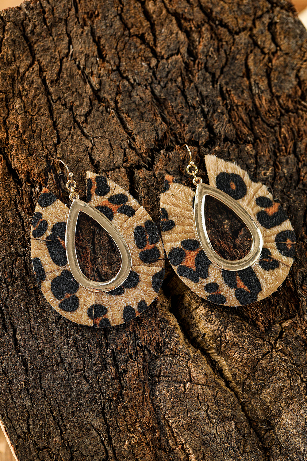 Chestnut Leopard Print Hollow Out Drop Earrings - loveforevers