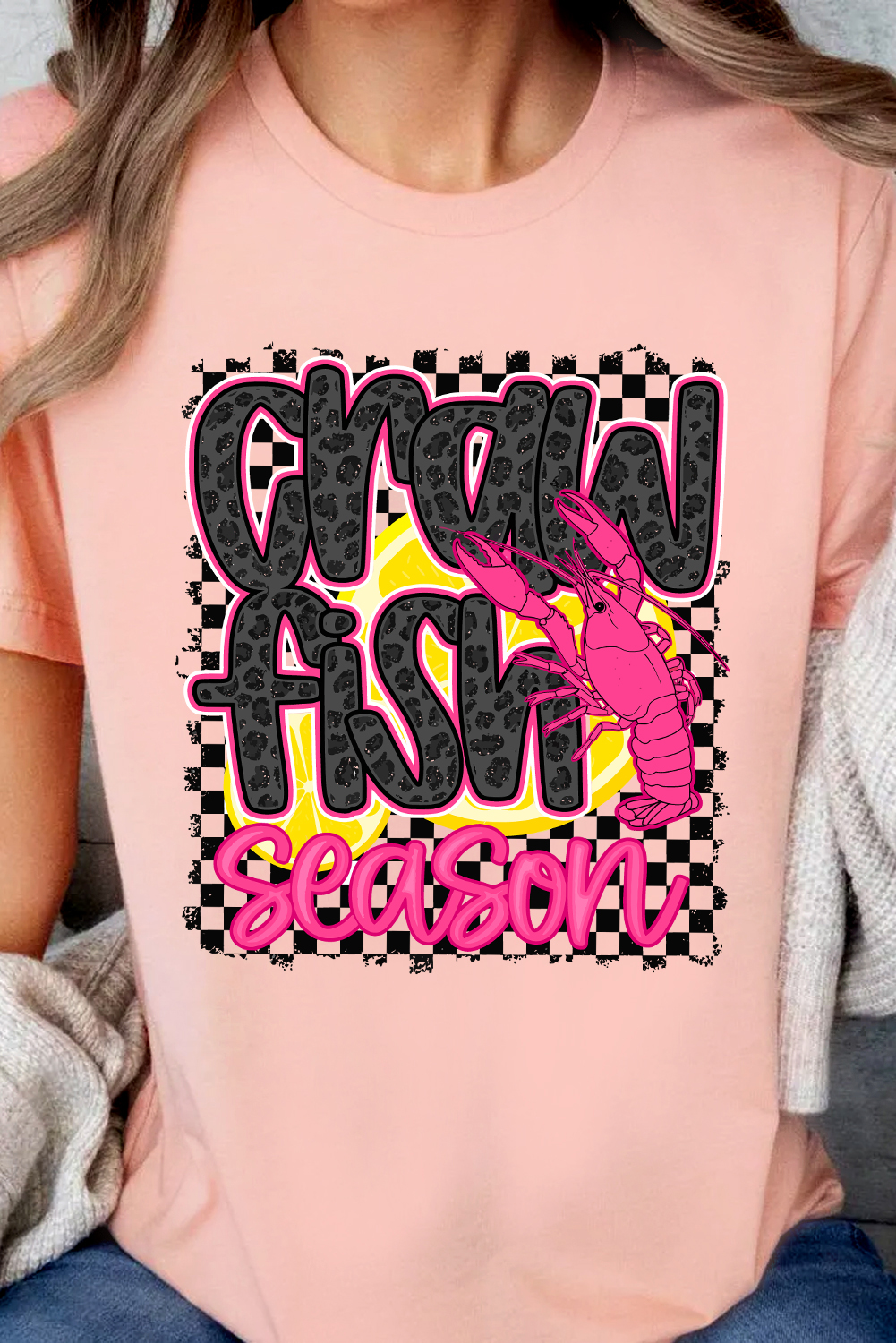 Pink Crawfish Season Graphic Casual Tee - loveforevers