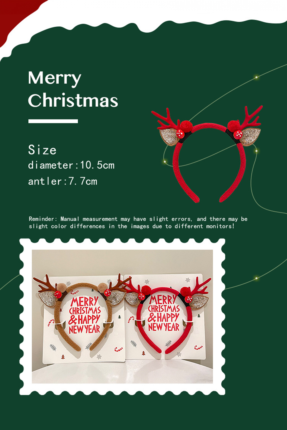 Fiery Red 1pc Reindeer Antlers Christmas Headband - loveforevers