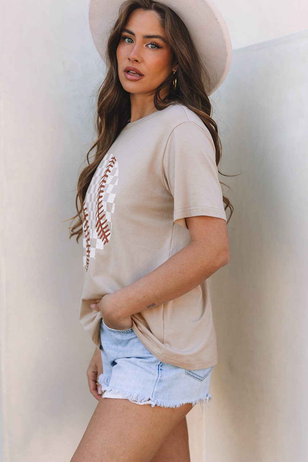 Jet Stream Checkered Baseball Graphic Tee - loveforevers