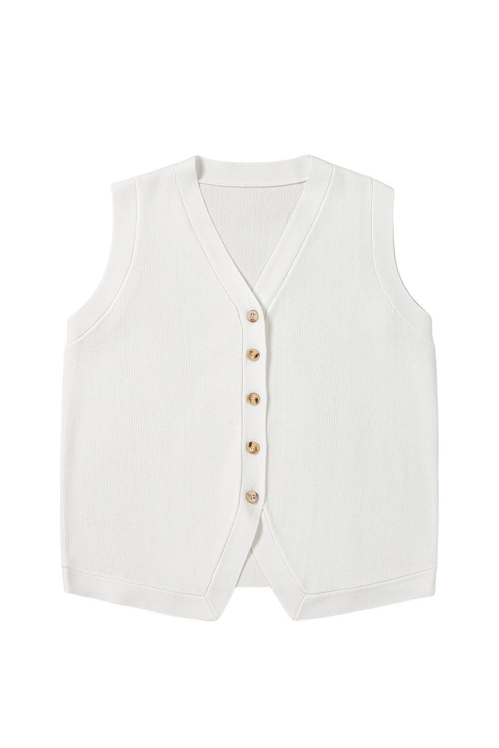 White V Neck Buttoned Sweater Vest - loveforevers