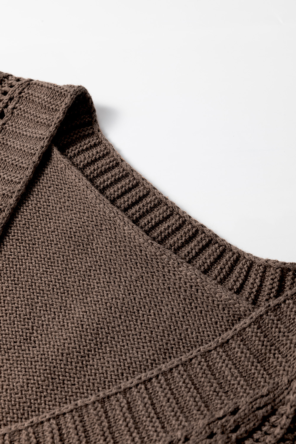 Dark Khaki Open Knit Drop Shoulder Sweater Cardigan - loveforevers