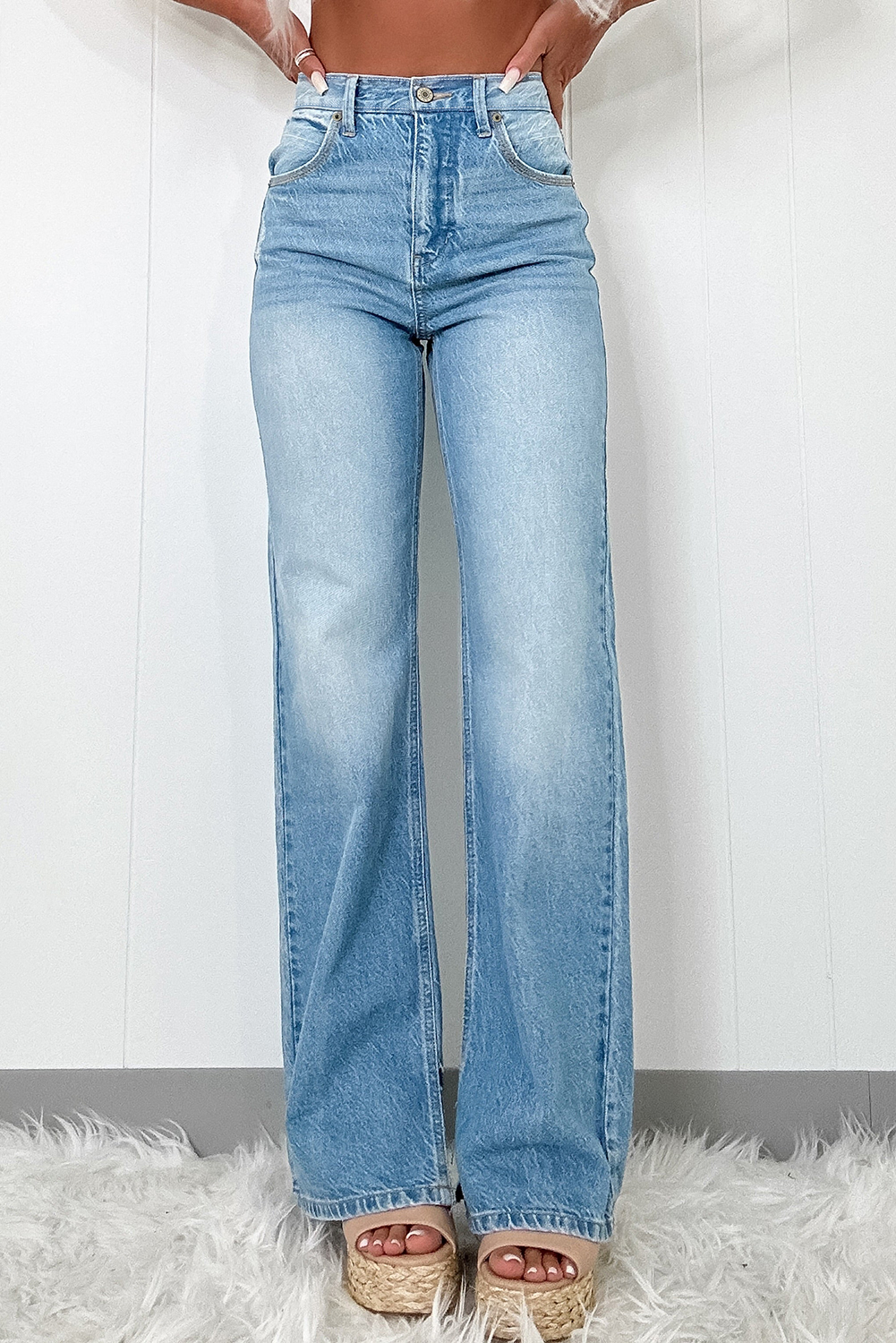 Myosotis High Rise Shift Slit Leg Straight Jeans - loveforevers