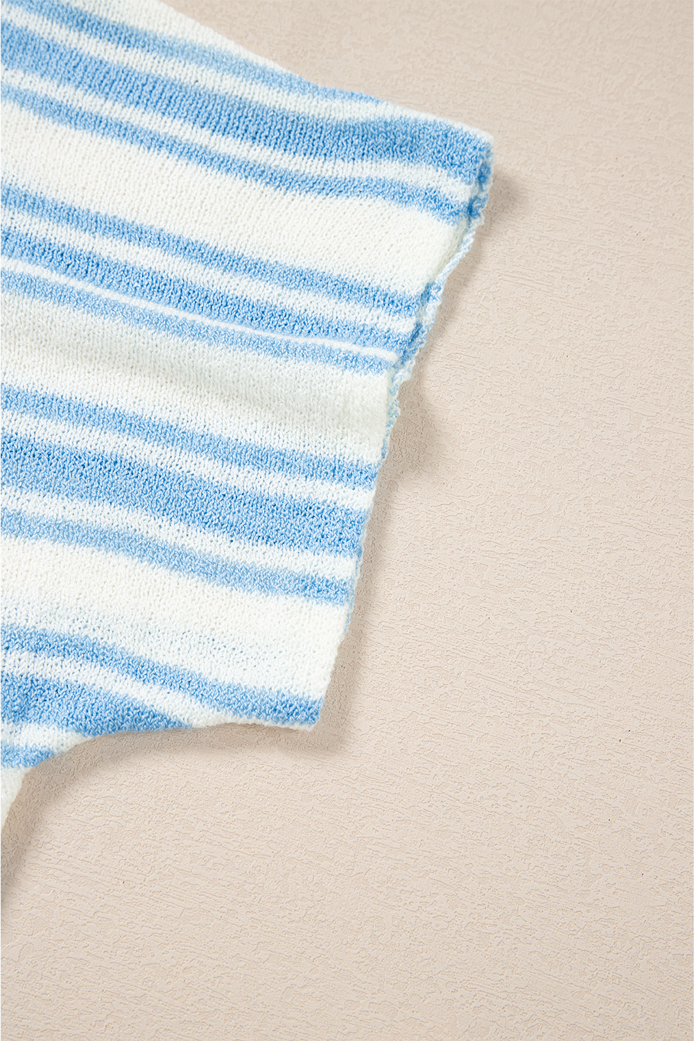 Sky Blue Stripe Boxy Fit Wide Sleeve Sweater T Shirt - loveforevers