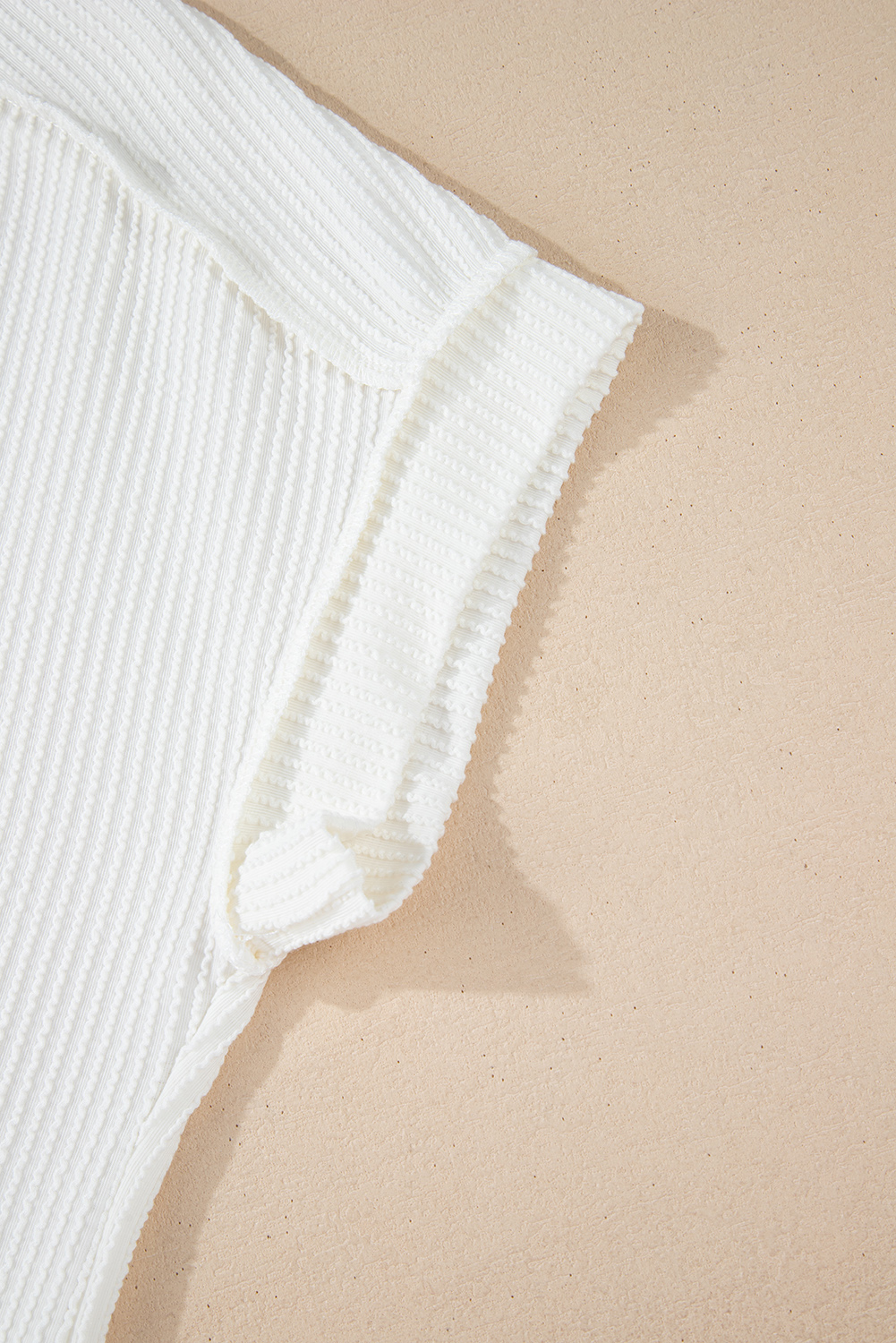 White Textured Knit Exposed Stitching T-shirt - loveforevers