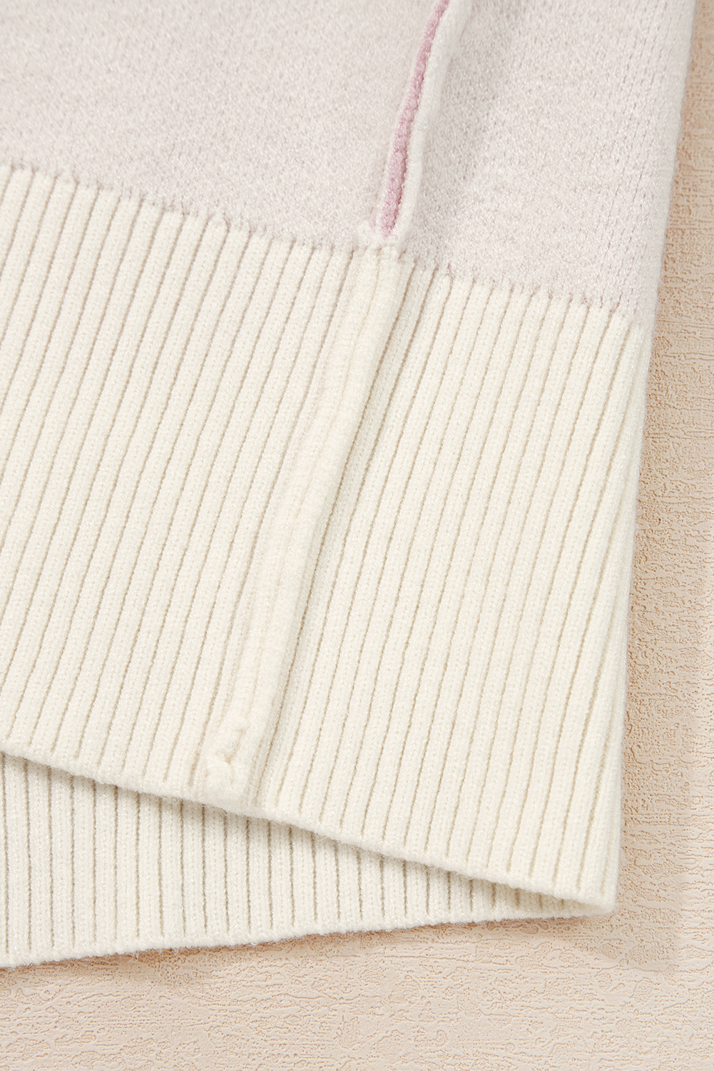Pink Bow Print Ribbed Trim Exposed Seam Drop Shoulder Loose Sweater - loveforevers