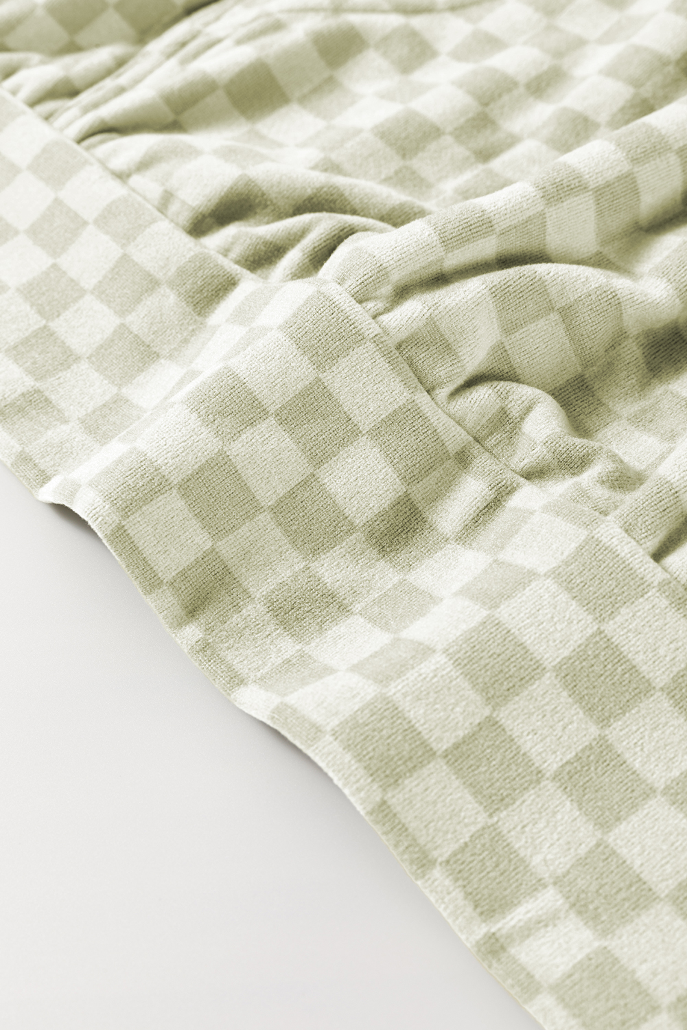 Khaki Checkered Print Kangaroo Pocket Drawstring Hoodie - loveforevers