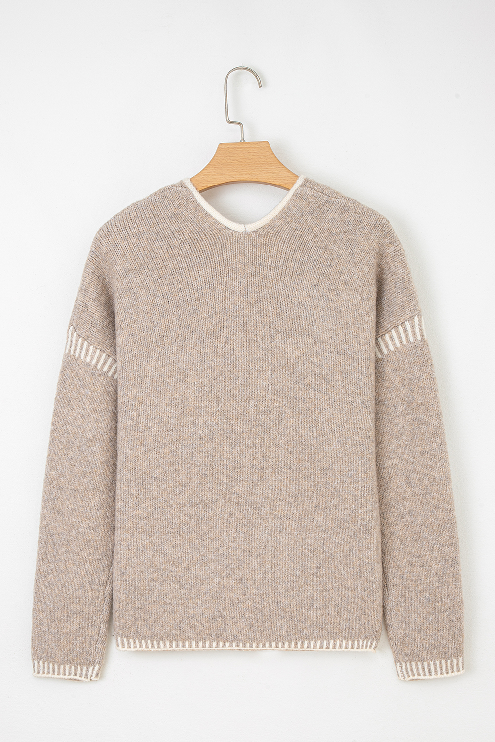 Pale Khaki Tied Front Drop Shoulder Chunky Casual Cardigan - loveforevers