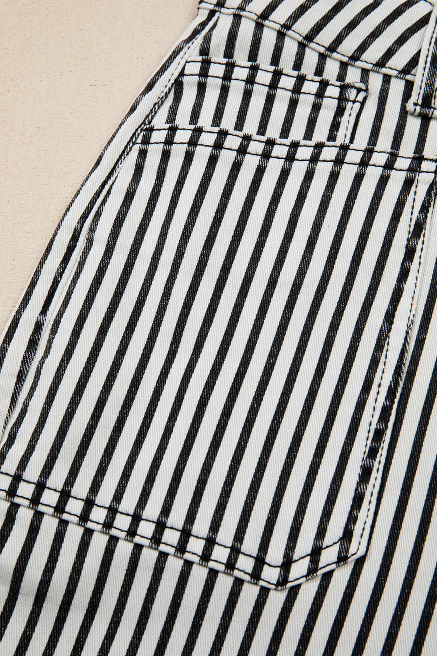 Black Stripe Patch Pocket High Waist Shift Denim Jeans - loveforevers