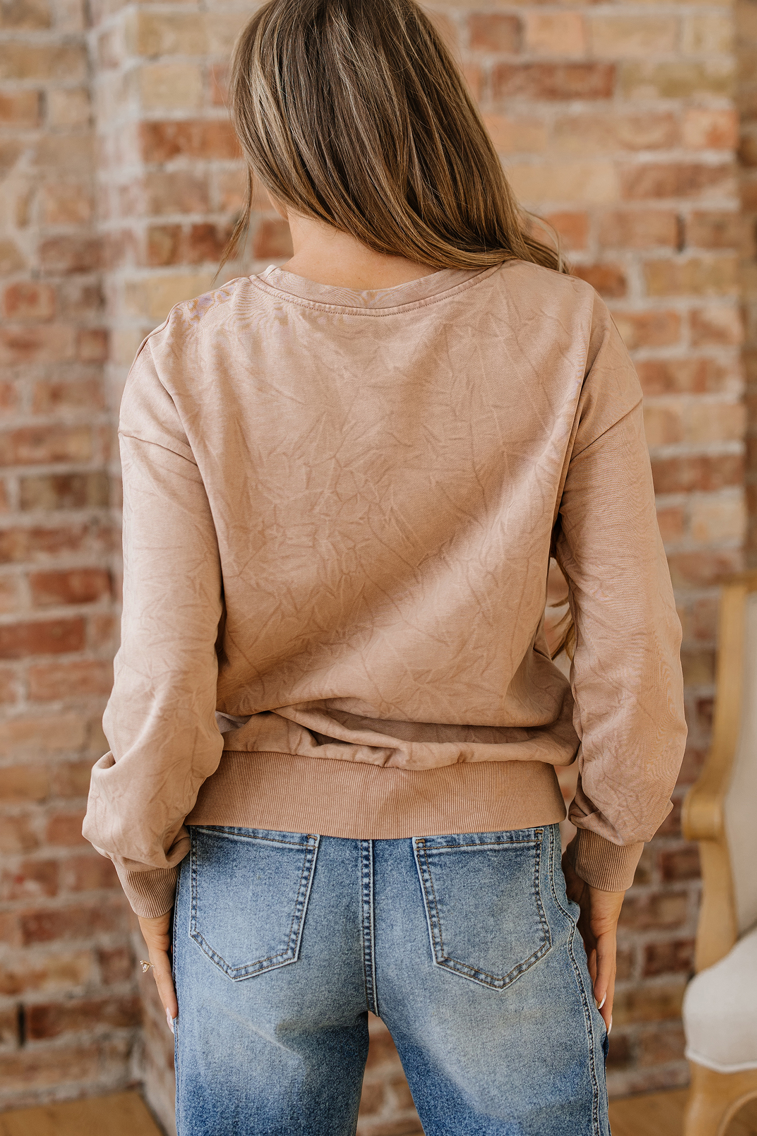 DUNE saved by grace Letter Embroidery Mineral Wash Loose Sweatshirt - loveforevers