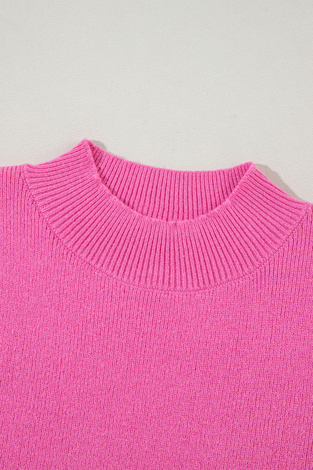 Pink Ribbed Knit Contrast Sleeve Sweater Top - loveforevers