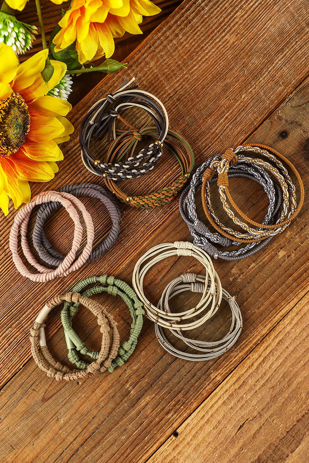 Pink Multicolour 20pcs Boho Knotted Hair Ties - loveforevers