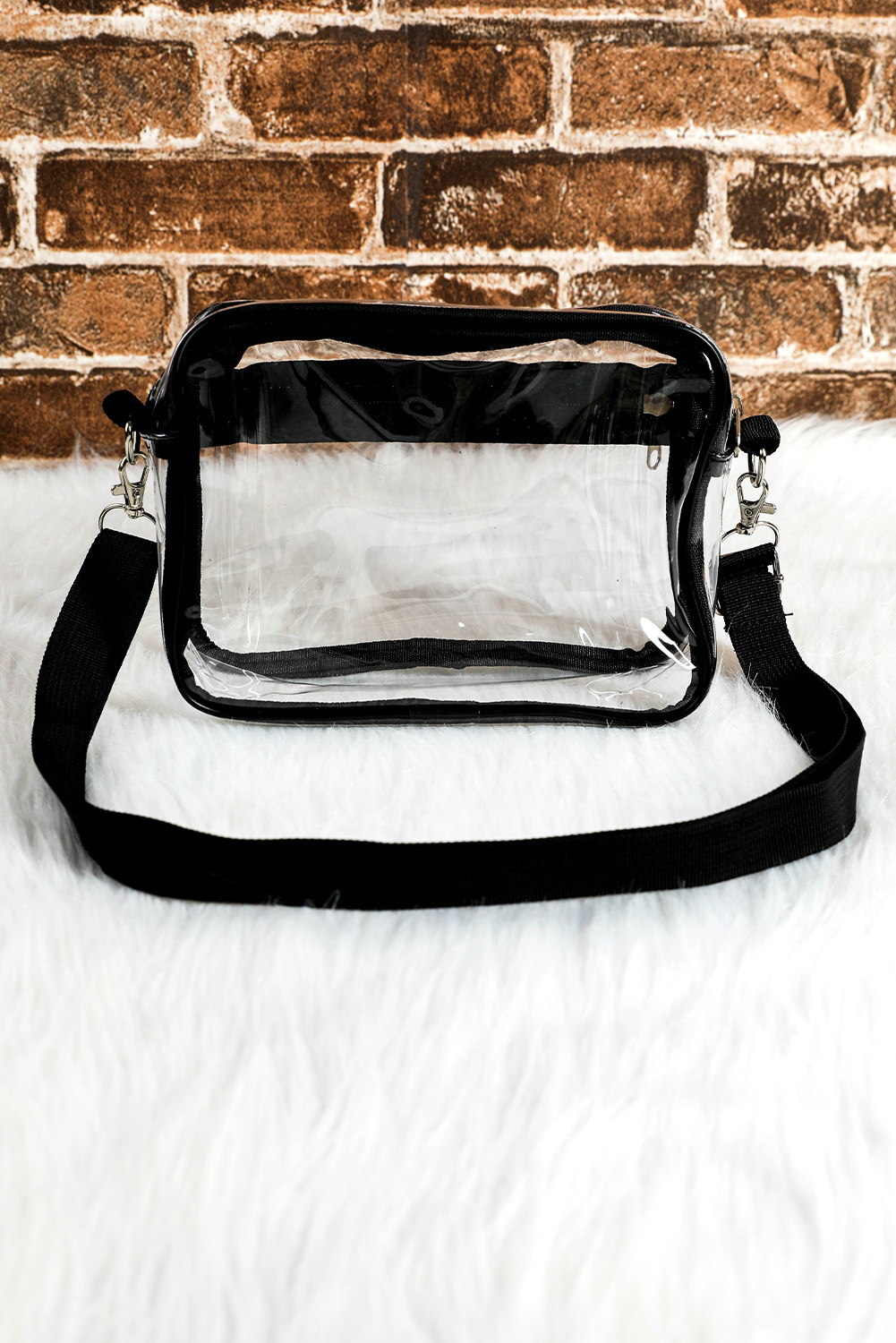 Gray Multi-Pocket Contrast Edge Detachable Strap Clear Shoulder Bag - loveforevers