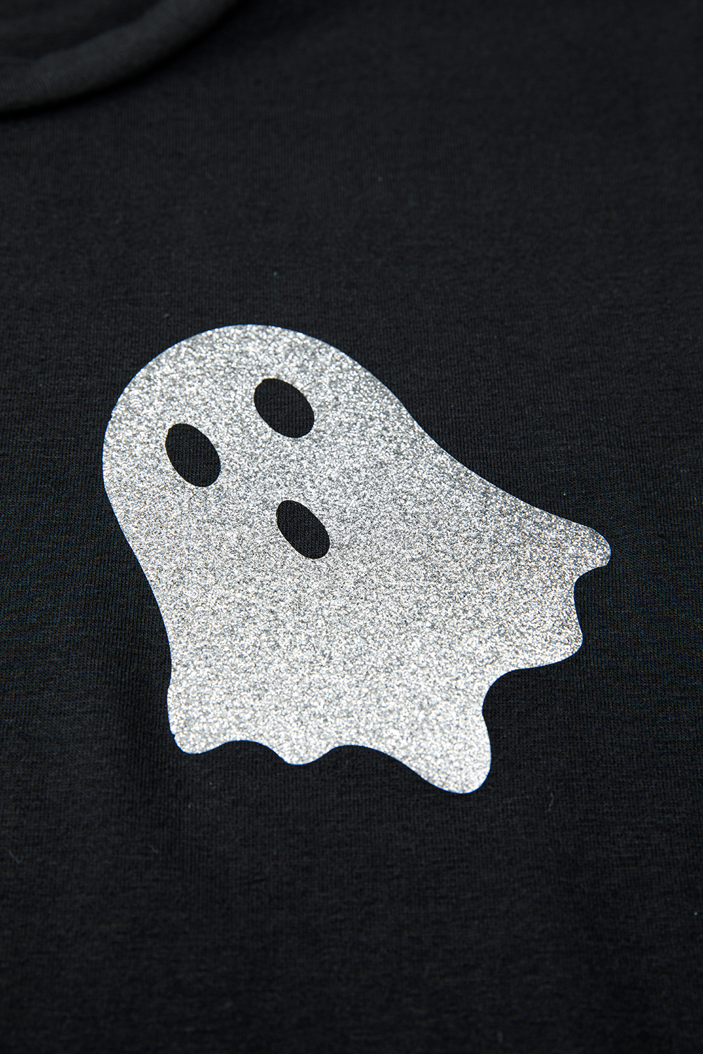 Wisteria Glitter Trim Chenille Ghost Patched Halloween Graphic Tee - loveforevers
