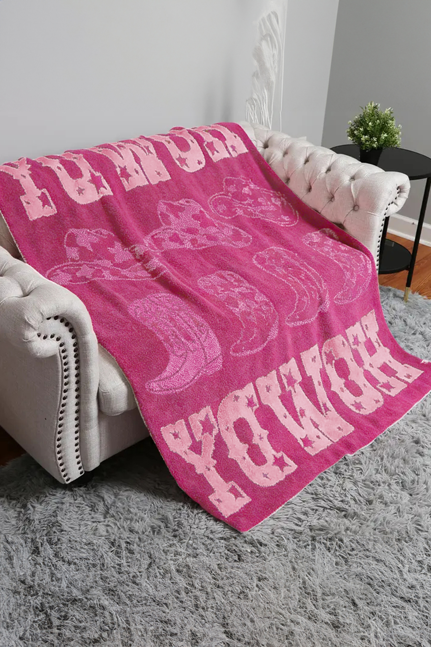 Pink Howdy Boots Sherpa Throw Blanket - loveforevers